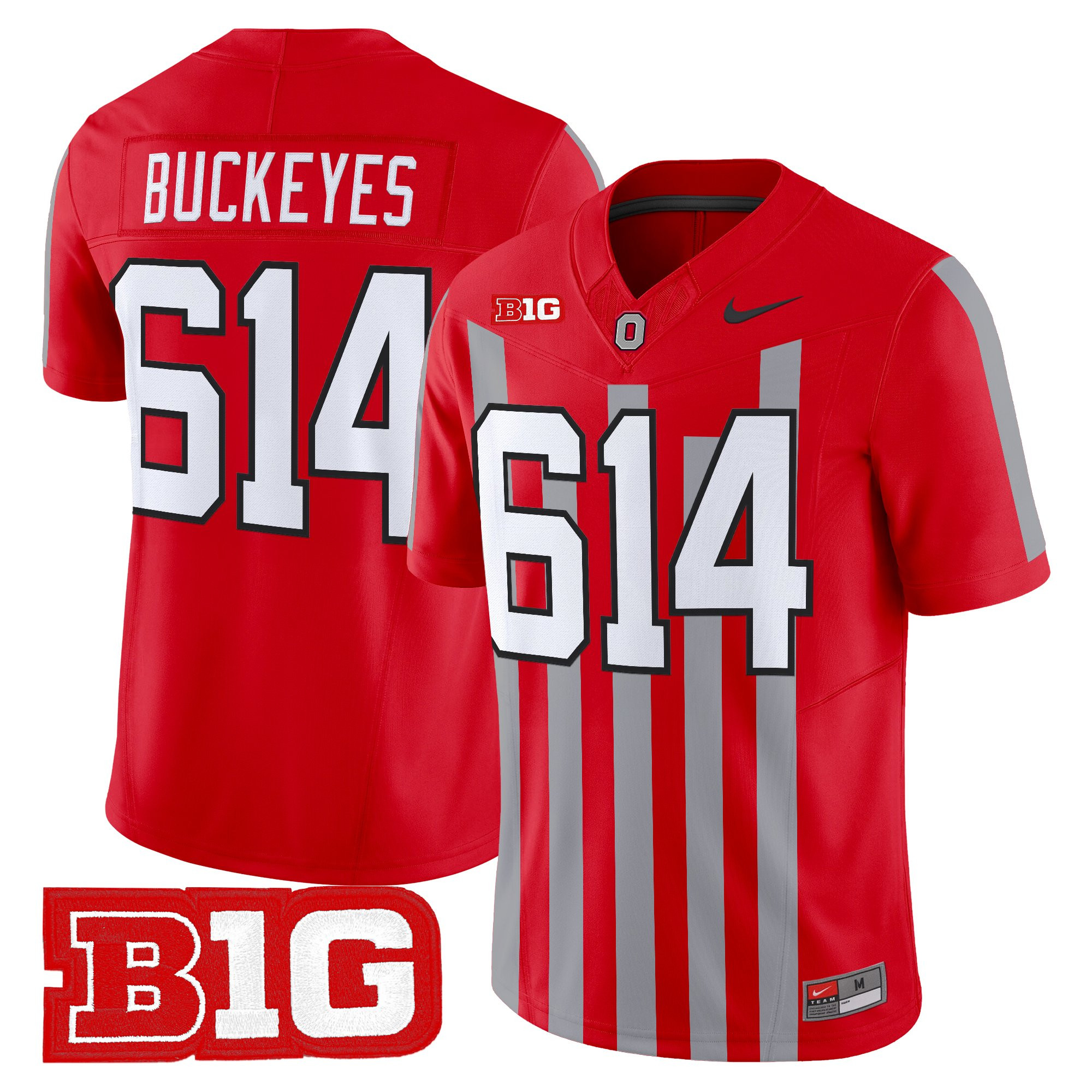 Buckeyes 614 Men's Ohio State Buckeyes Throwback Vapor Limited Red Jersey - All Stitched