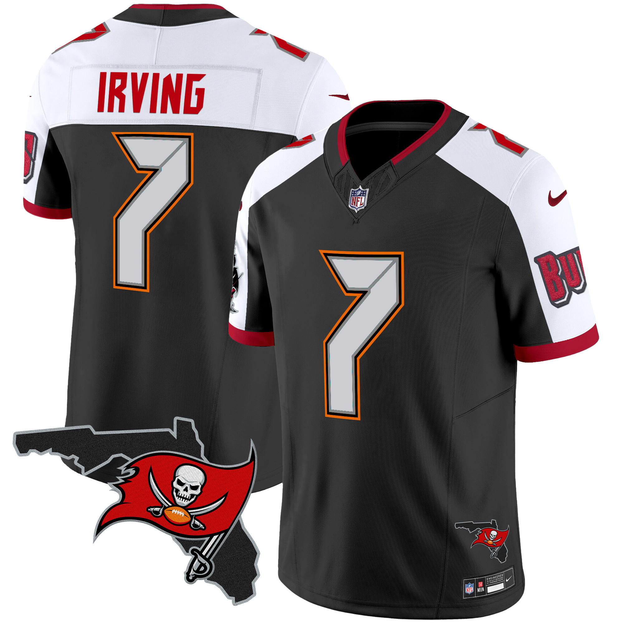 Bucky Irving Men's Tampa Bay Buccaneers Florida Patch Vapor Limited Black Alternate Jersey V2 - All Stitched