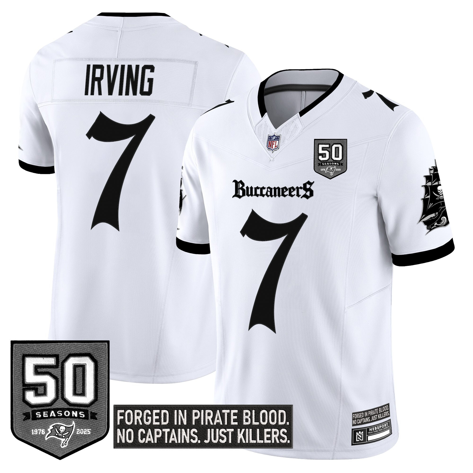 Bucky Irving Men's Tampa Bay Buccaneers Gothic Pirate Shadows Edition Limited White Jersey - All Stitched