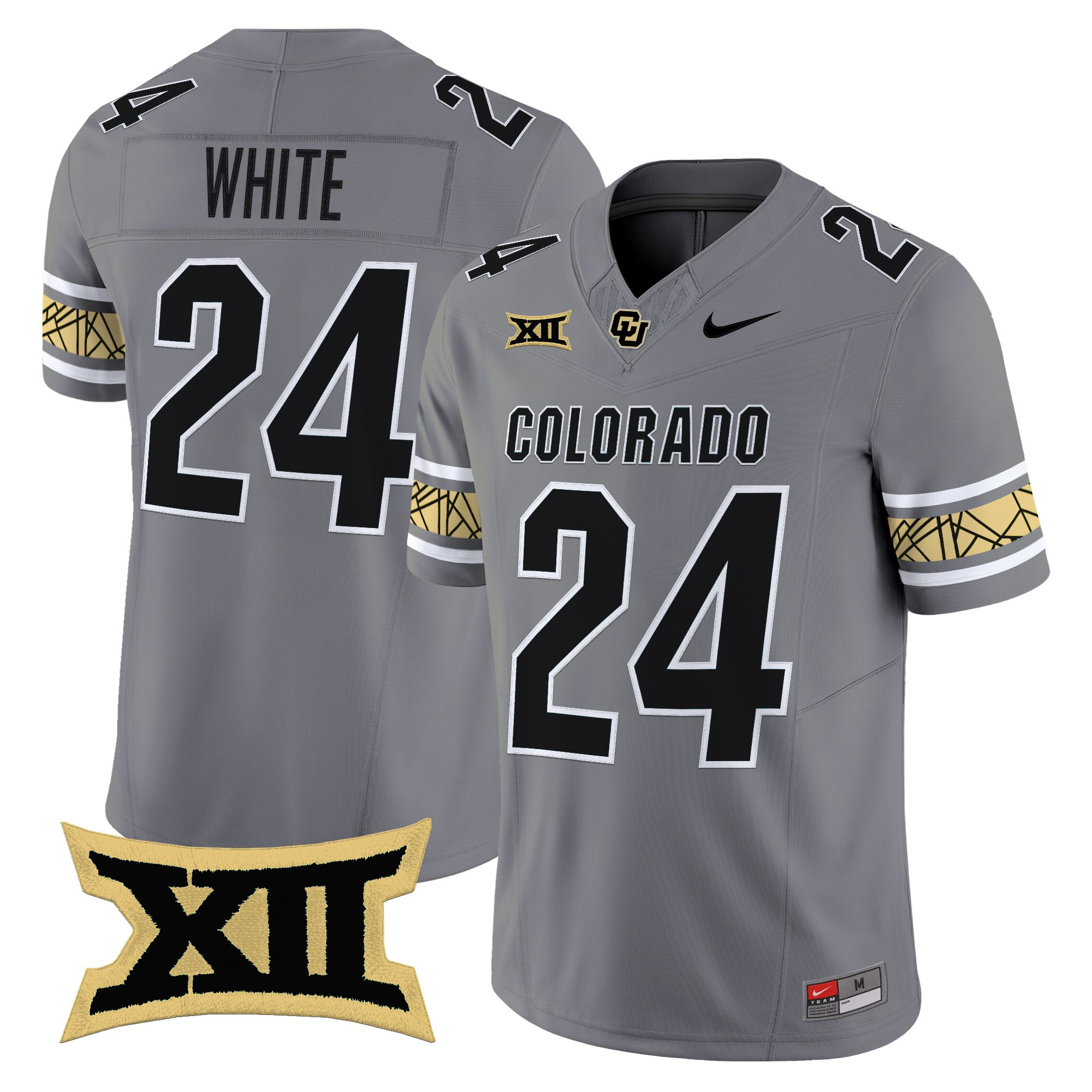 Byron White Men's Colorado Buffaloes 2025 Vapor Limited Gray Jersey V2 - All Stitched
