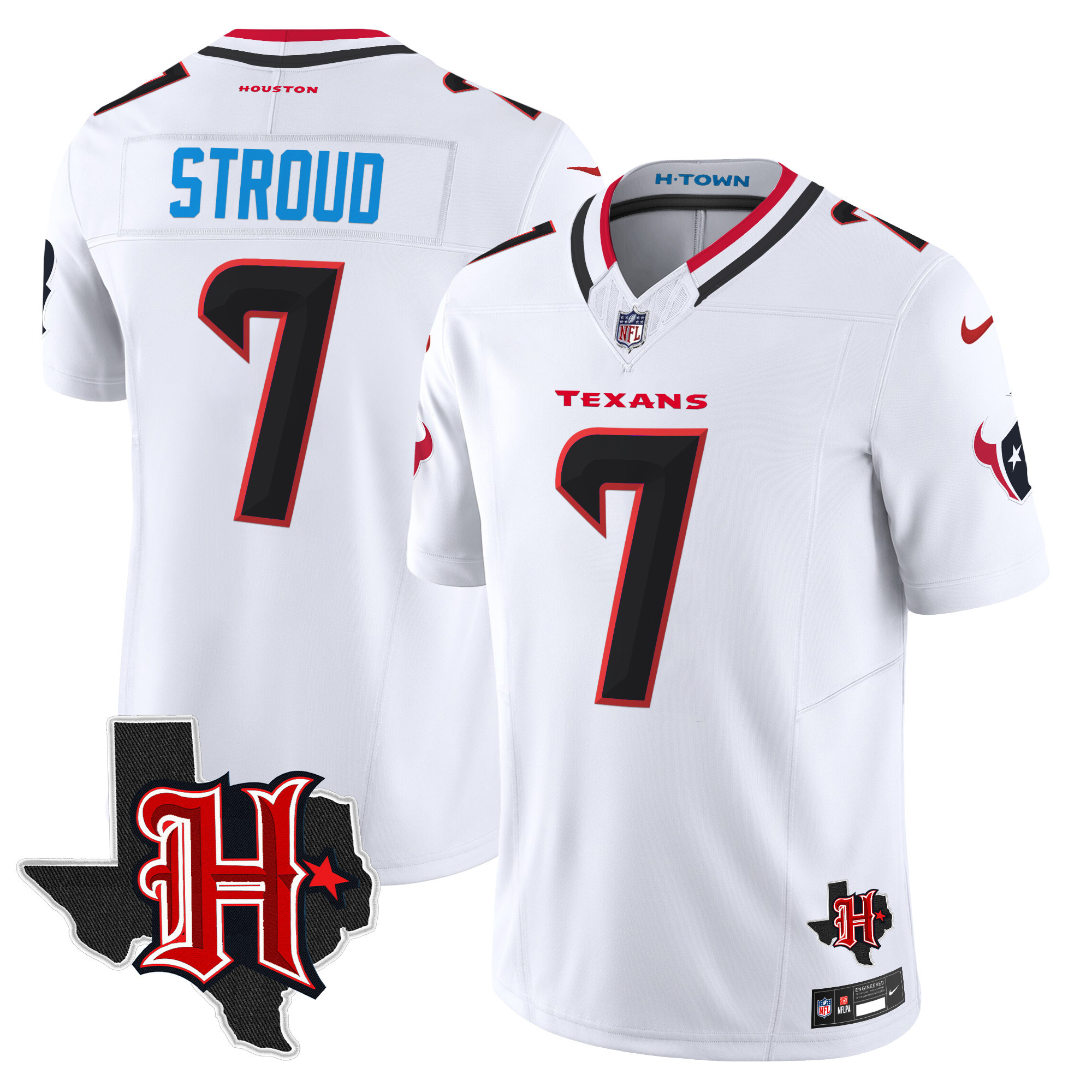 C.J. Stroud Men's Houston Texans 2024 Texas Patch Vapor Limited White Jersey V5 - All Stitched