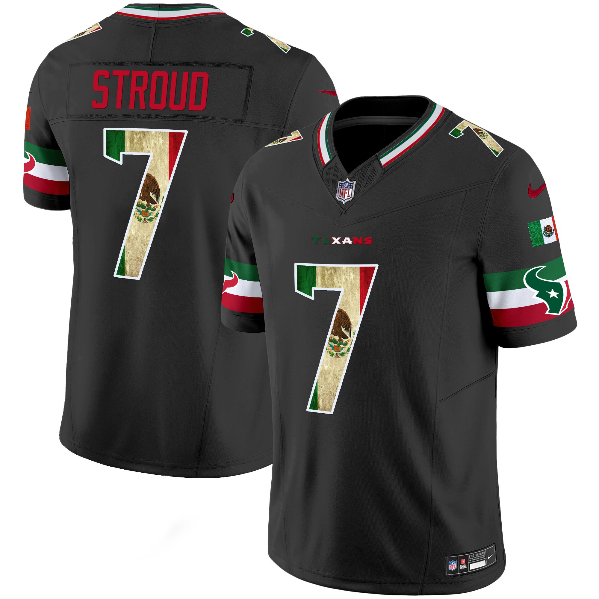 C.J. Stroud Men's Houston Texans 2025 Mexico Vapor Limited Black Jersey - All Stitched