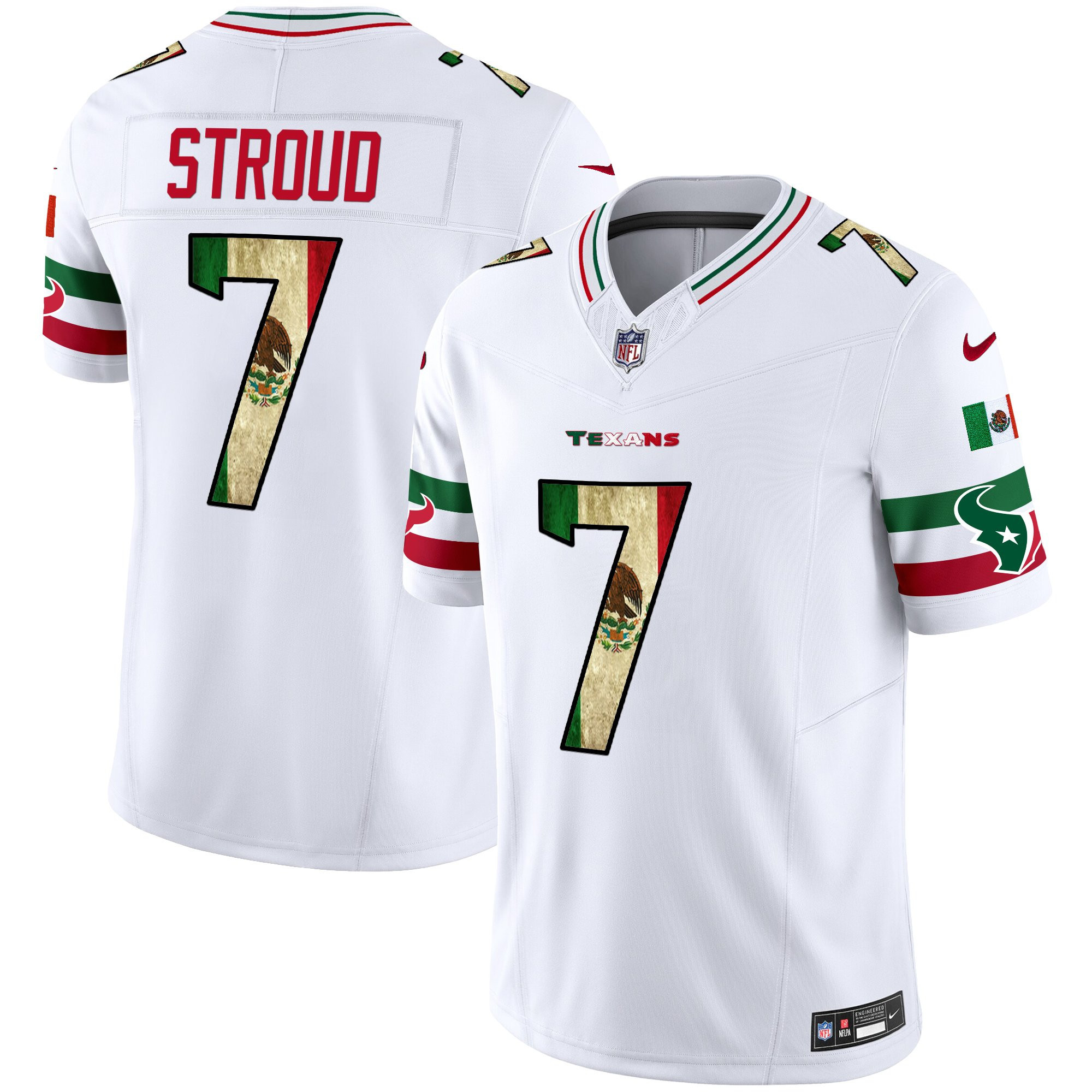 C.J. Stroud Men's Houston Texans 2025 Mexico Vapor Limited White Jersey - All Stitched