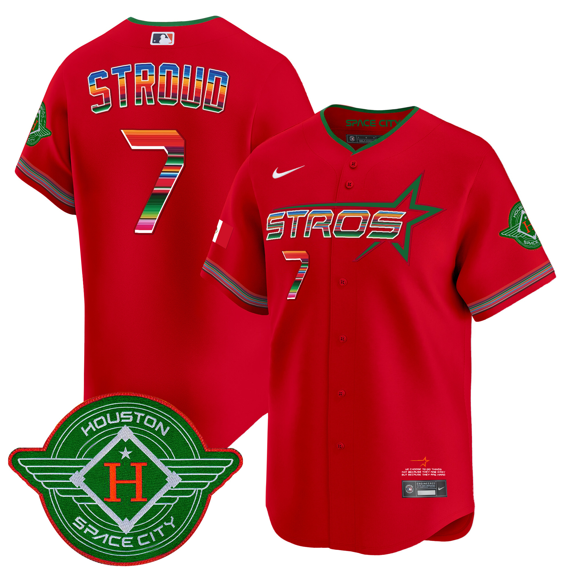 CJ Stroud Men's Houston Astros 2025 City Connect Mexico Vapor Premier Limited Red Jersey - All Stitched