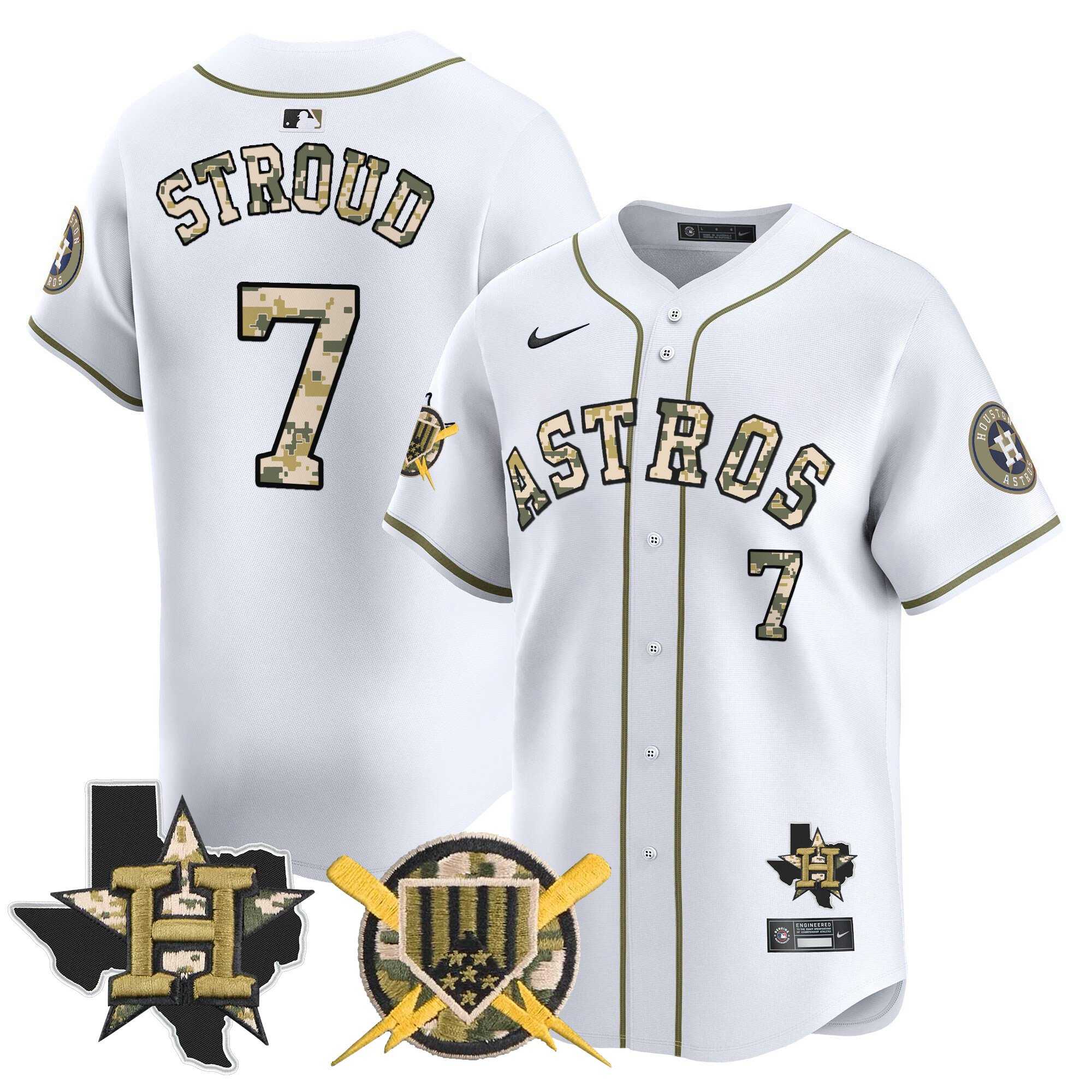 CJ Stroud Men's Houston Astros Armed Forces Day Vapor Premier Limited Home Jersey V2 - All Stitched