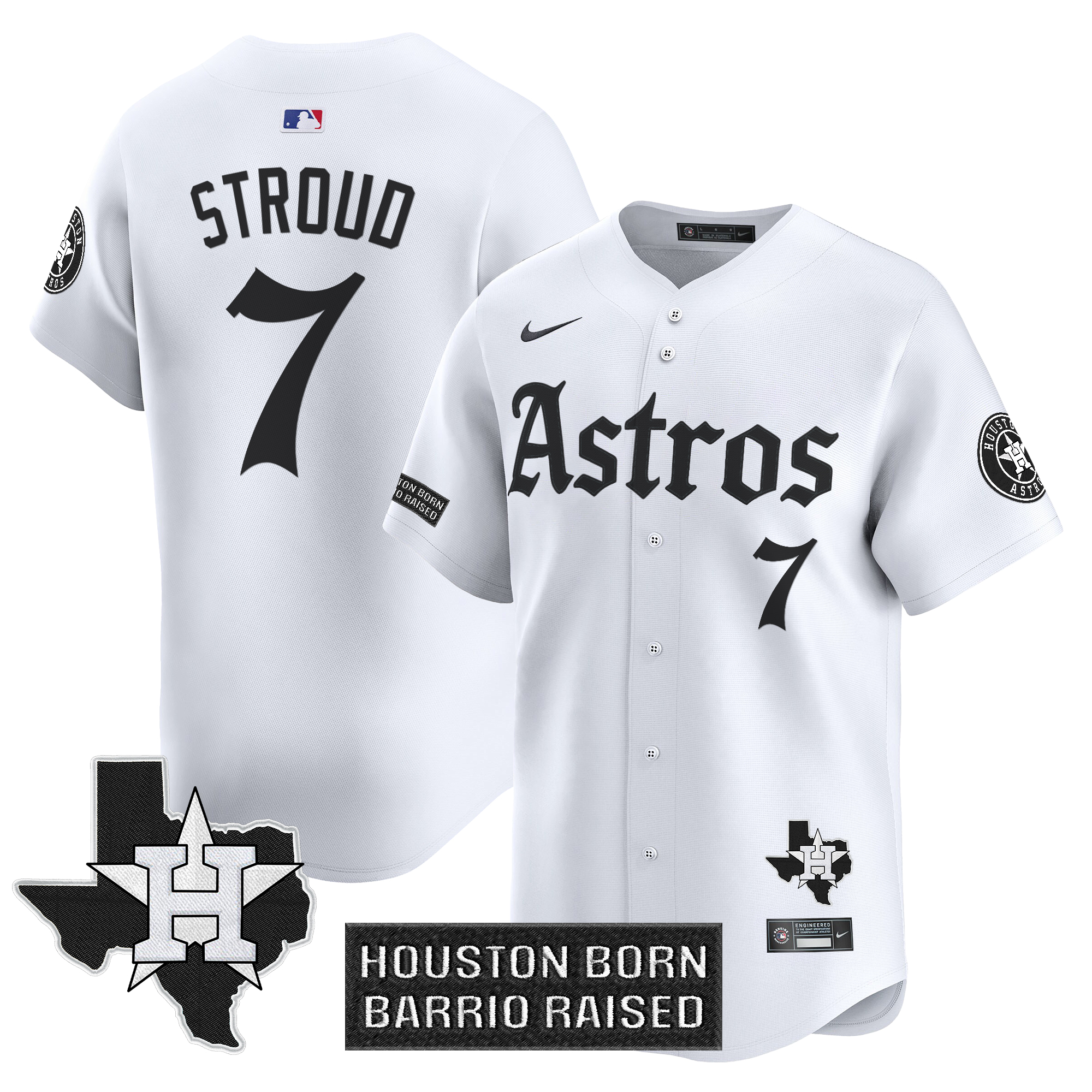 CJ Stroud Men's Houston Astros 'Gothic Edition Vapor Premier Limited White Jersey - All Stitched
