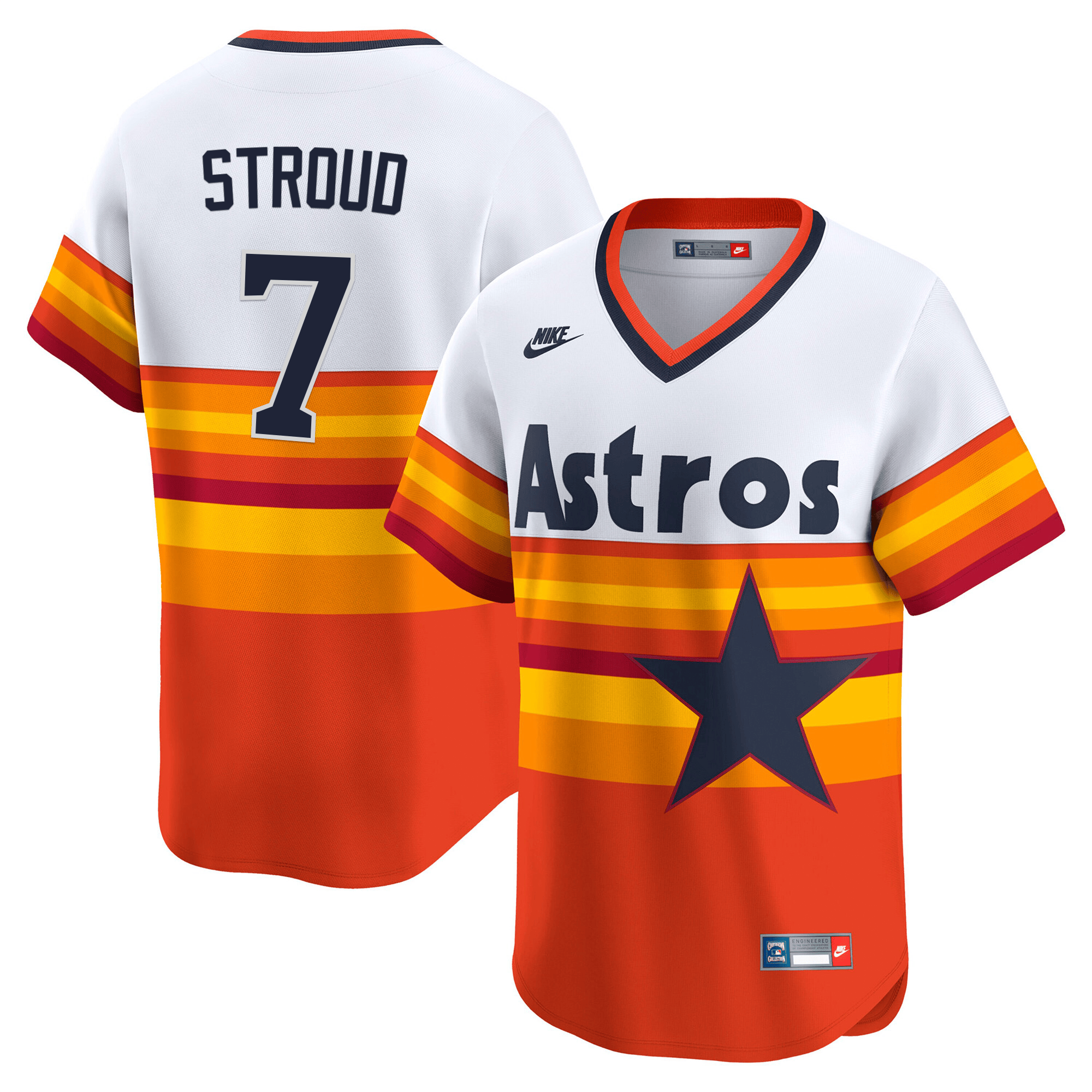 CJ Stroud Men's Houston Astros Throwback Vapor Premier Limited Orange Rainbows Jersey - All Stitched