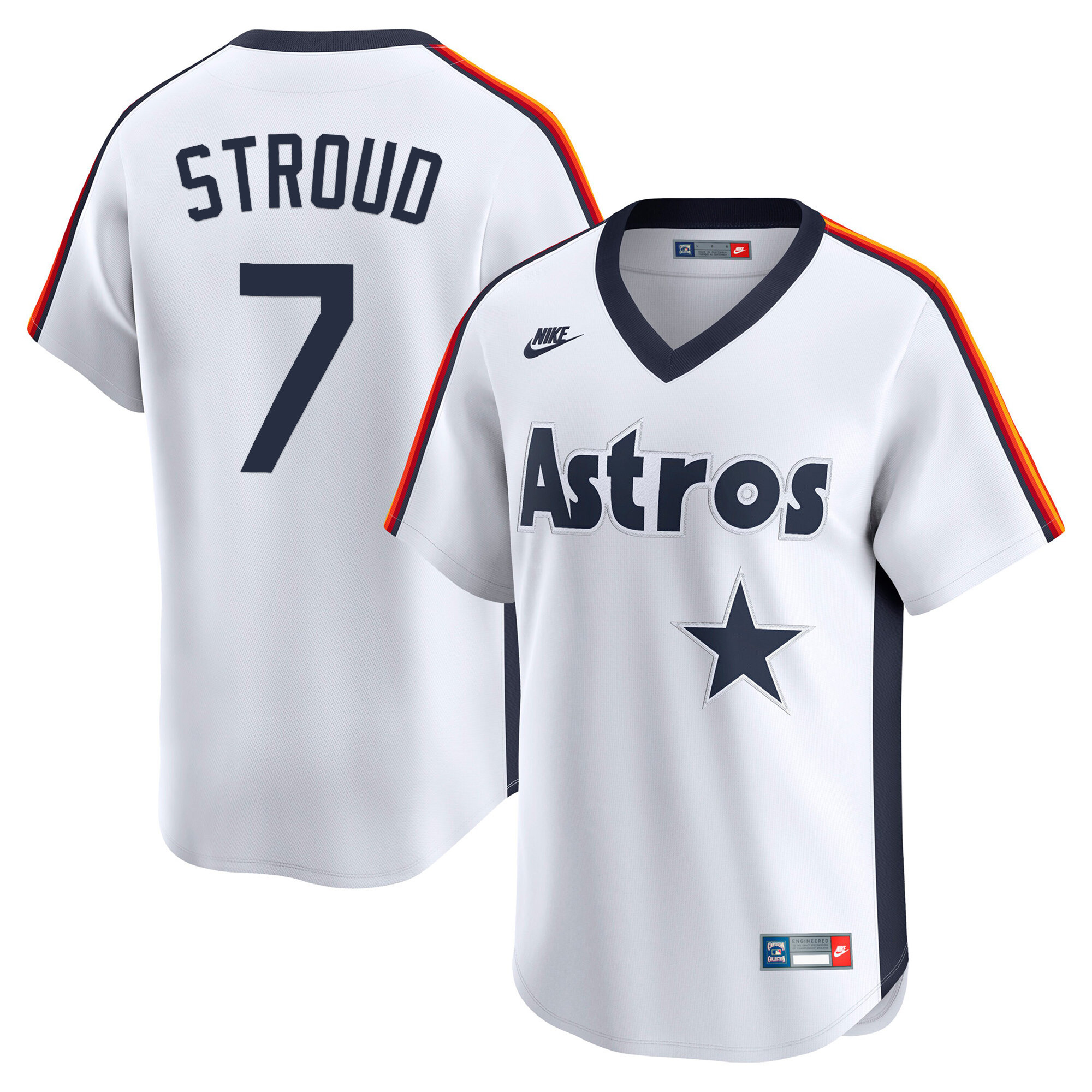 CJ Stroud Men's Houston Astros Throwback Vapor Premier Limited Rainbow Shoulders Jersey - All Stitched