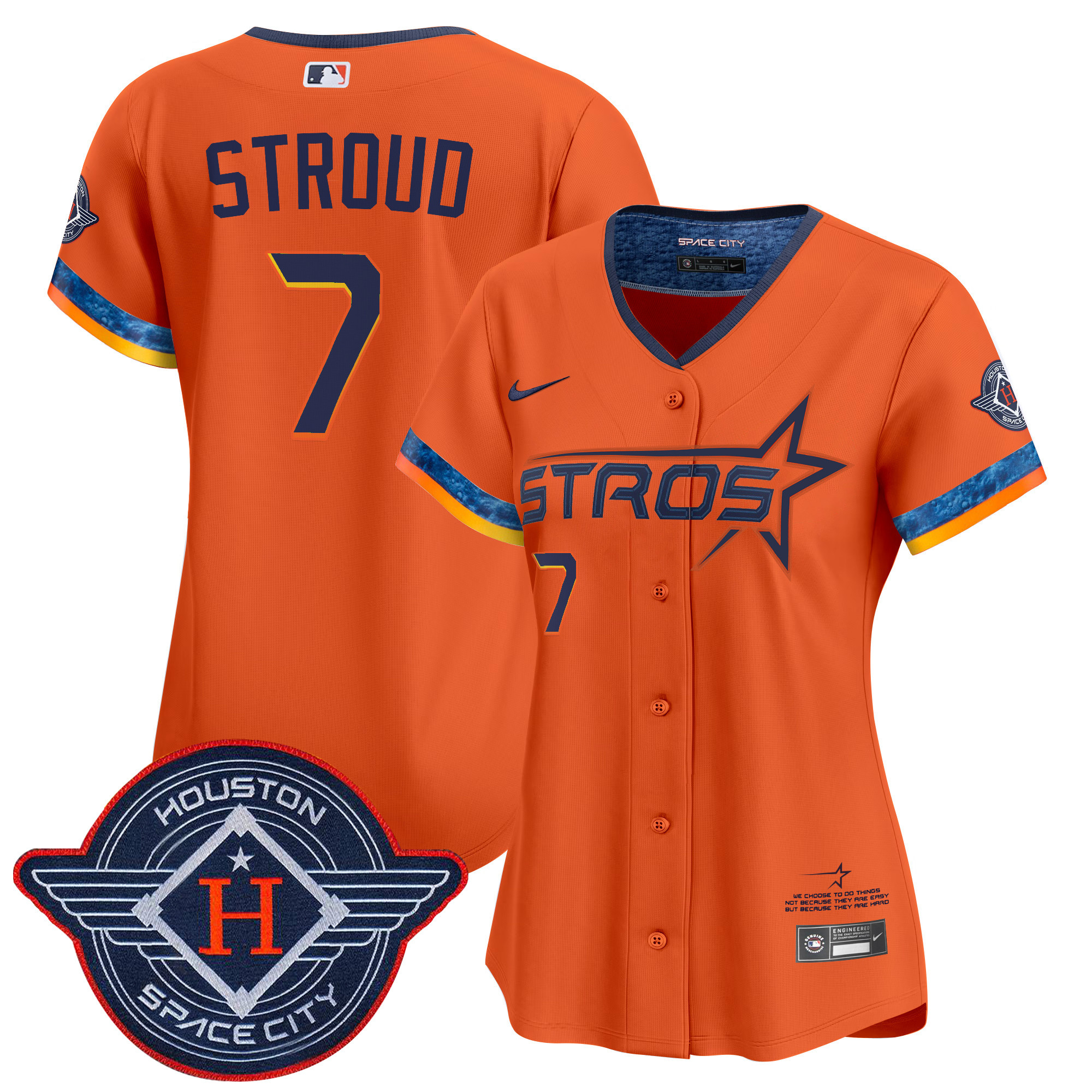CJ Stroud Women's Houston Astros 2025 City Connect Vapor Premier Limited Orange Jersey - All Stitched