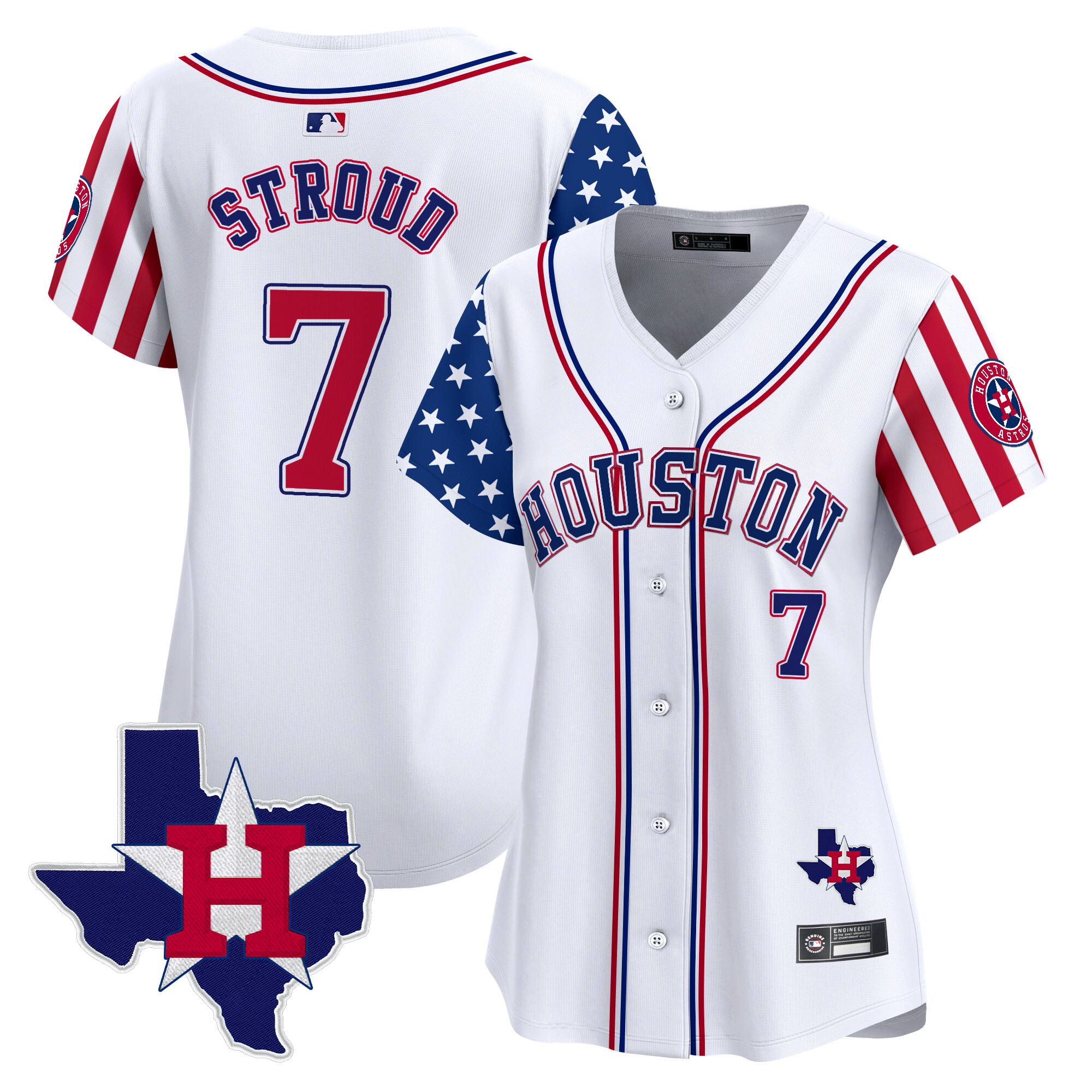 CJ Stroud Women's Houston Astros 2025 Independence Day Vapor Premier Limited White Jersey V2 - All Stitched