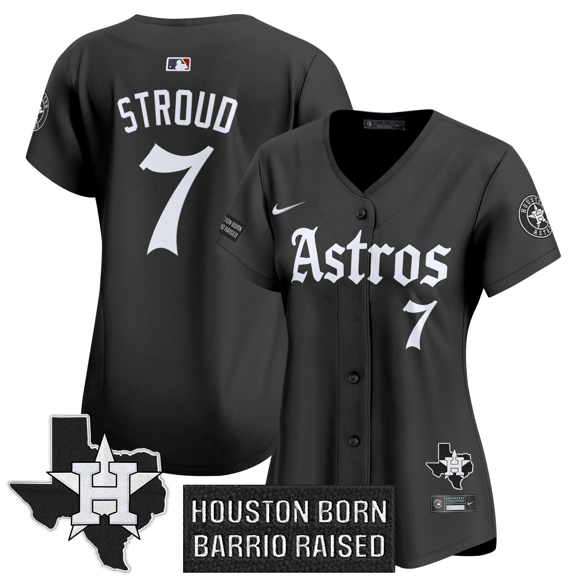 CJ Stroud Women's Houston Astros Gothic Edition Vapor Premier Limited Black Jersey - All Stitched
