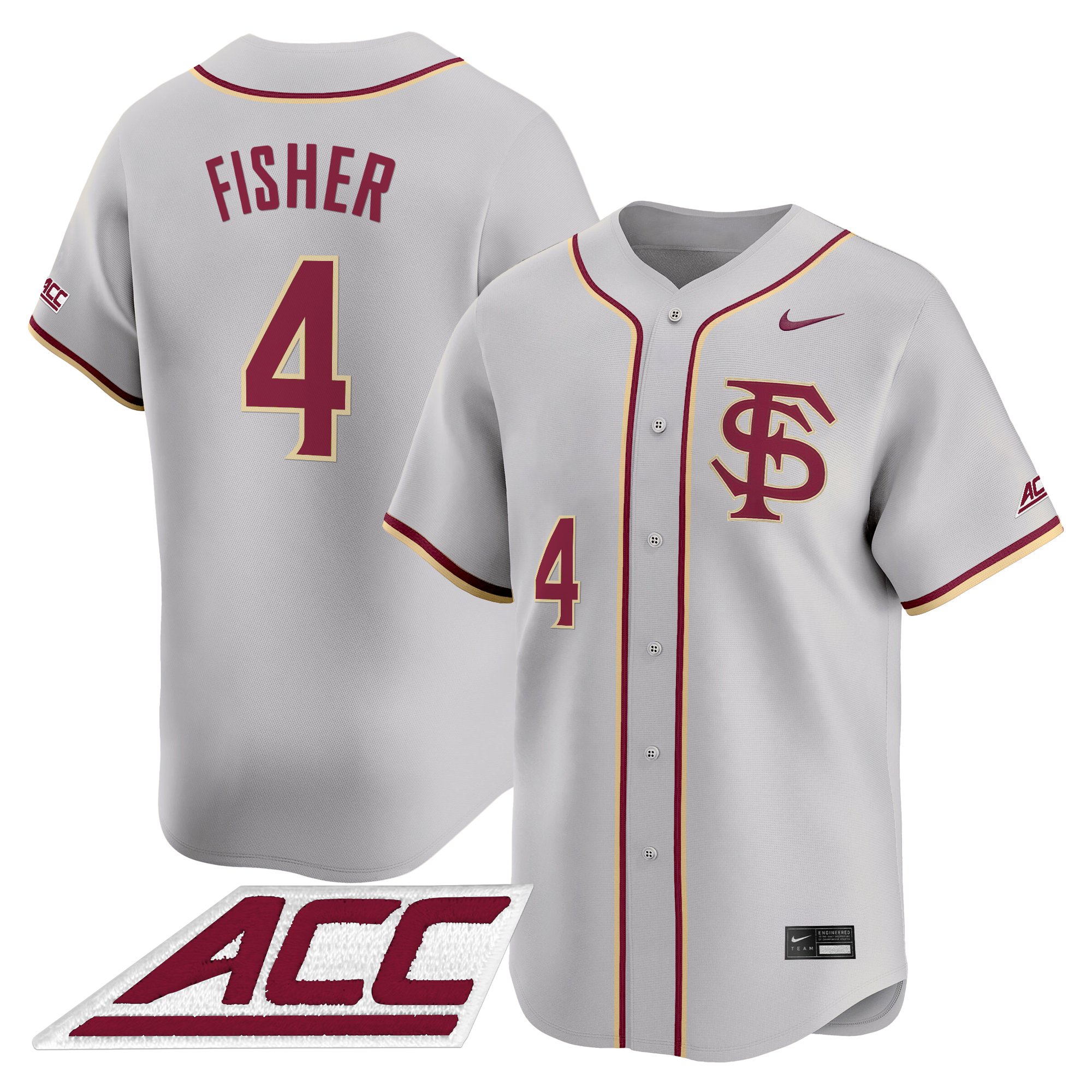 Cal Fisher Men's Florida State Seminoles 2025 Vapor Premier Limited Gray Jersey - All Stitched