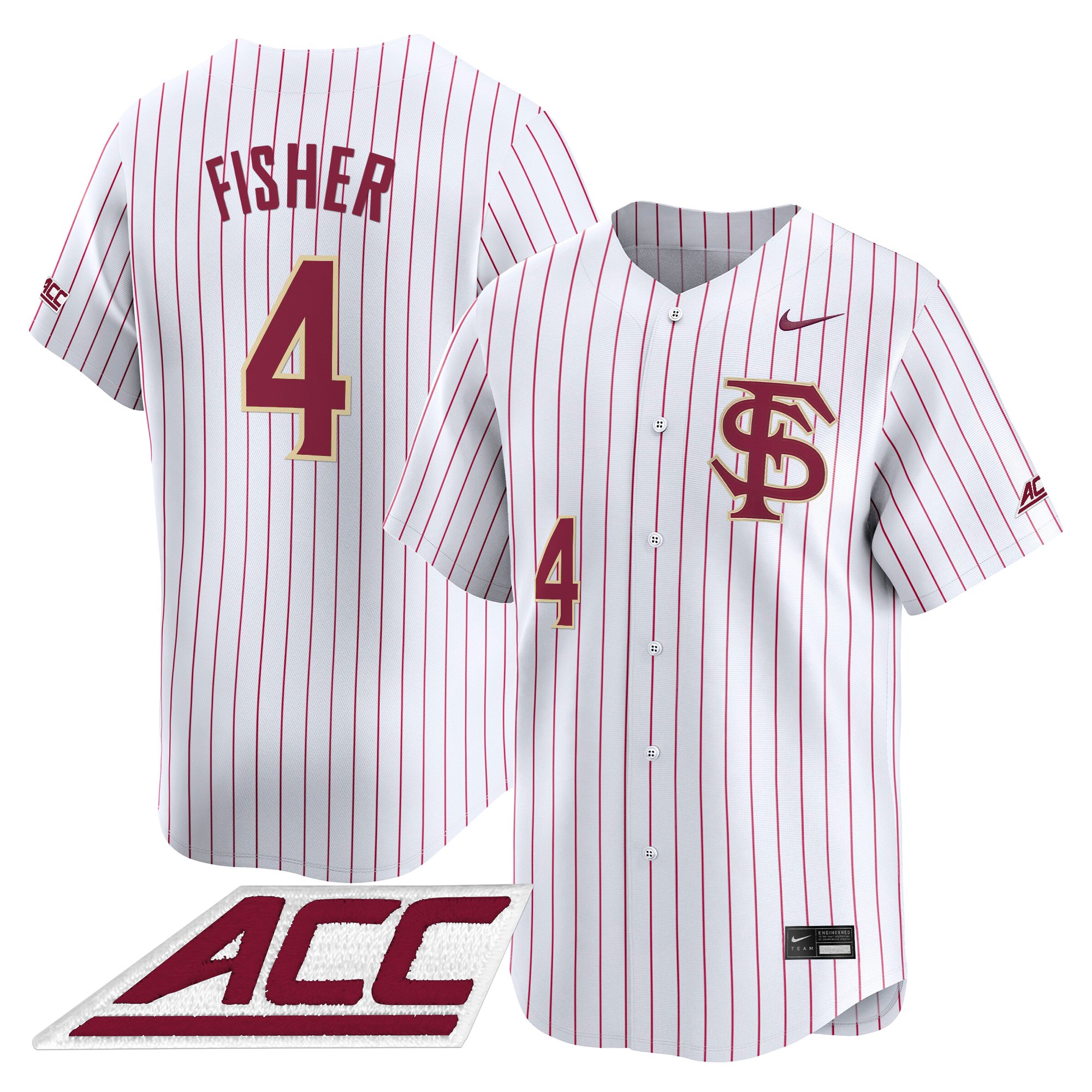 Cal Fisher Men's Florida State Seminoles 2025 Vapor Premier Limited Pinstripe Jersey - All Stitched