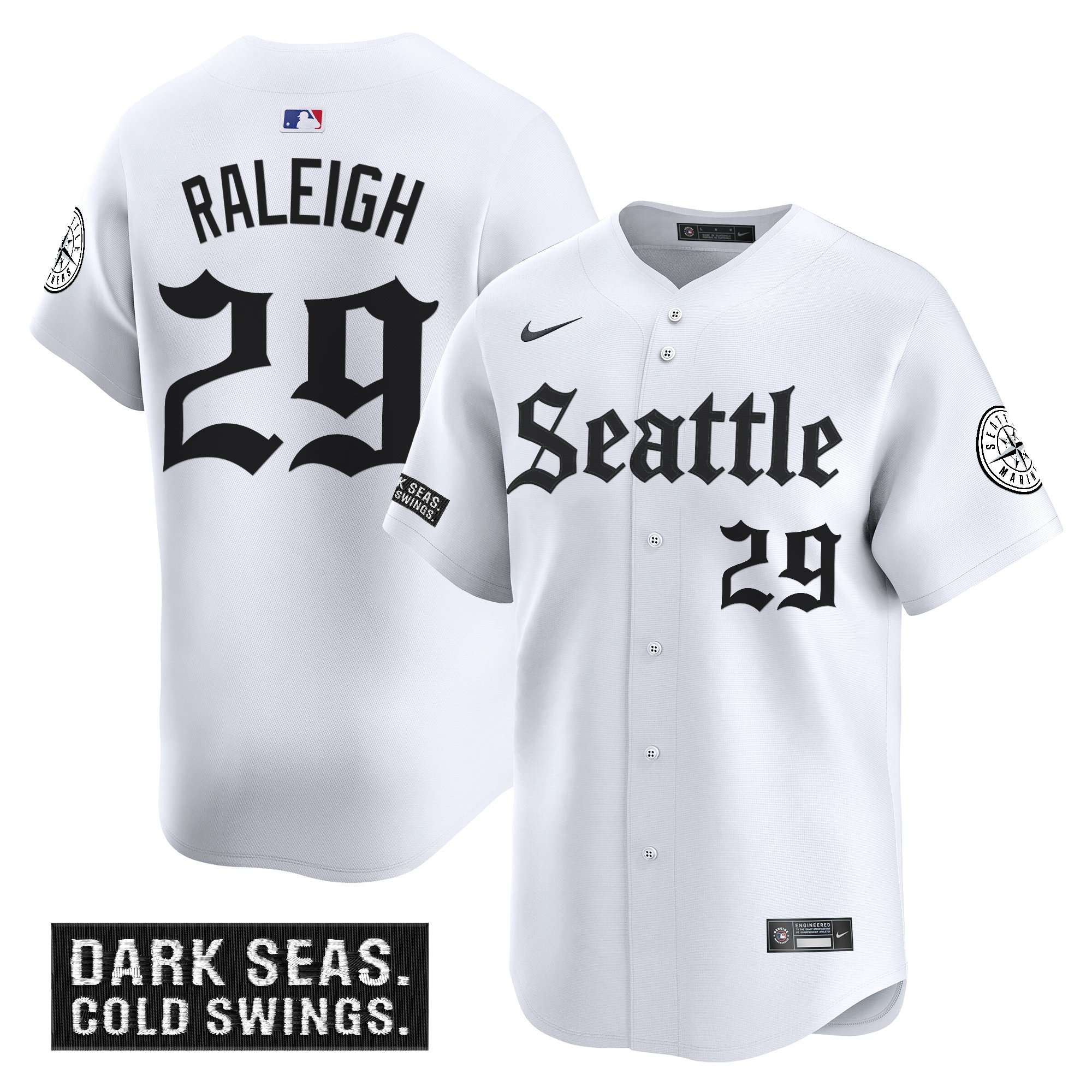 Cal Raleigh Men's Seattle Mariners 'Deep Sea Gothic Edition Vapor Premier Limited White Jersey - All Stitched