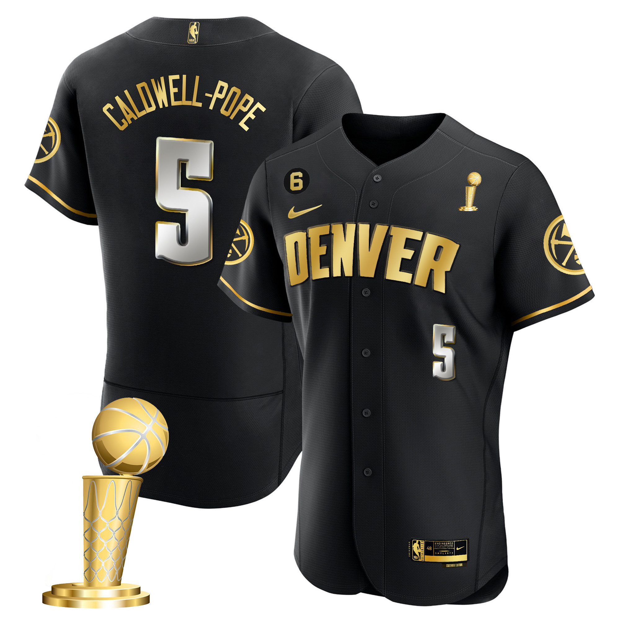 Caldwell-Pope Men's Denver Nuggets 2023 Champions Flex Base Black Limited Jersey - All Stitched