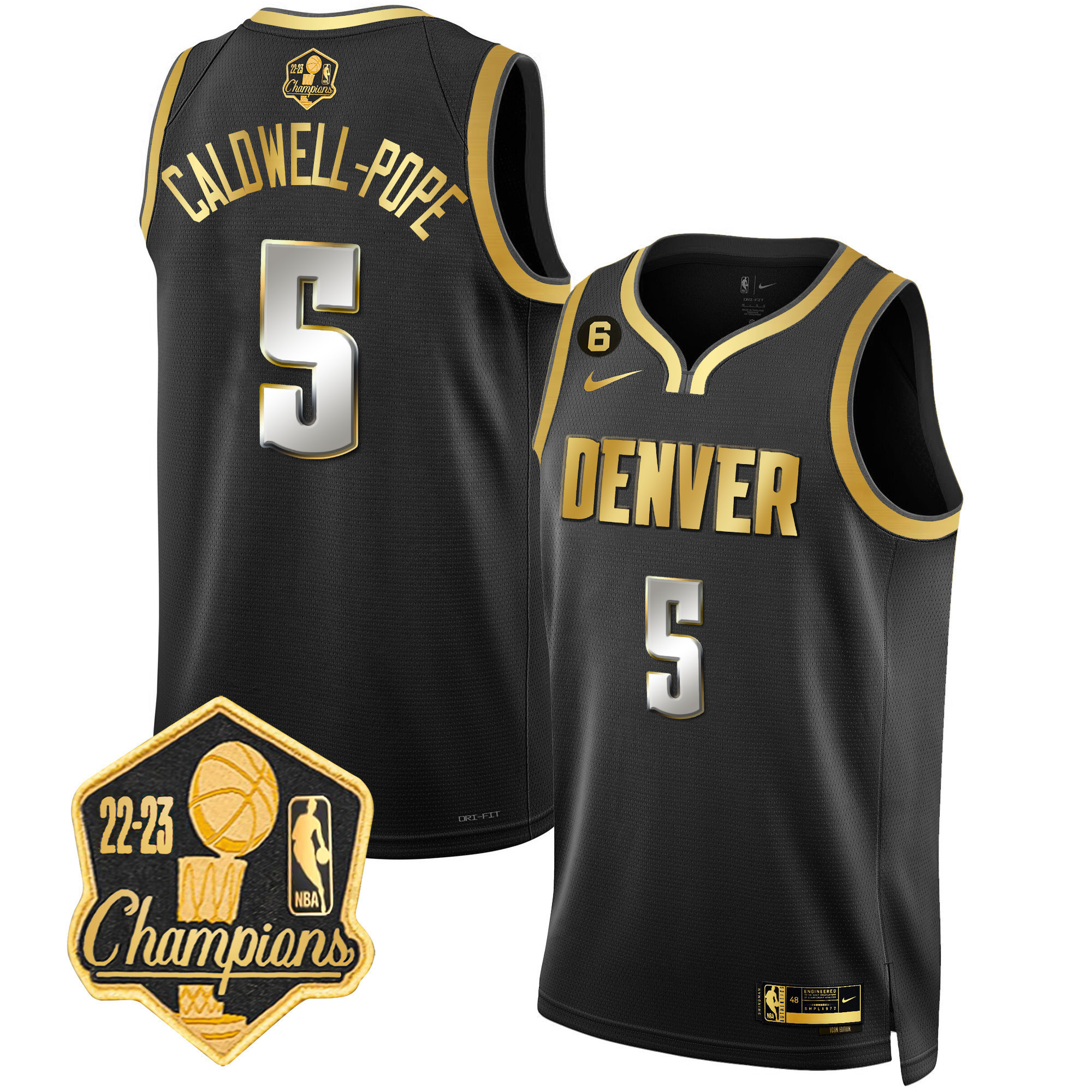 Caldwell-Pope Men's Denver Nuggets 2023 Champions Limited Patch Black Limited Jersey - All Stitched