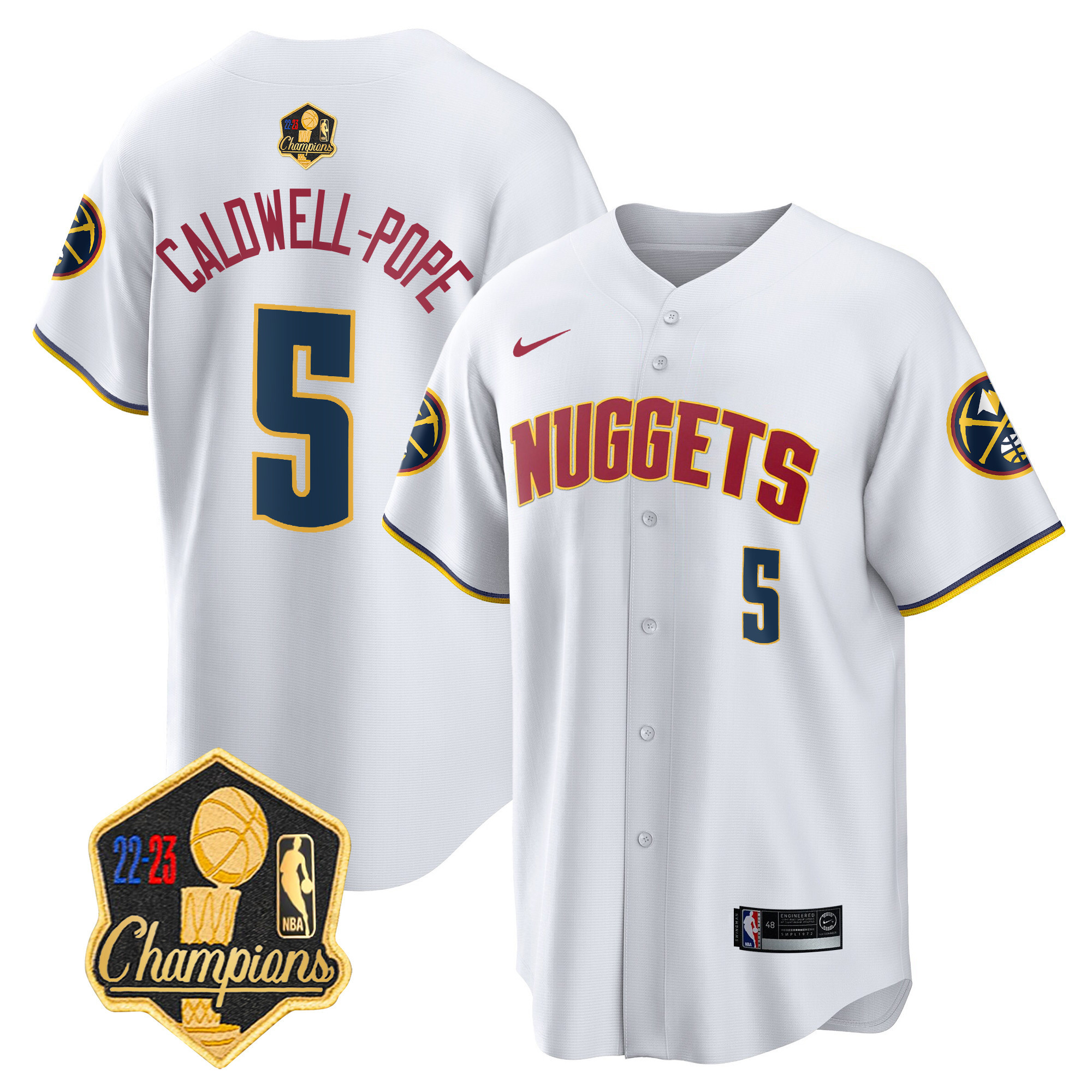 Caldwell-Pope Men's Denver Nuggets 2023 Champions Limited Patch Cool Base Association Jersey - All Stitched