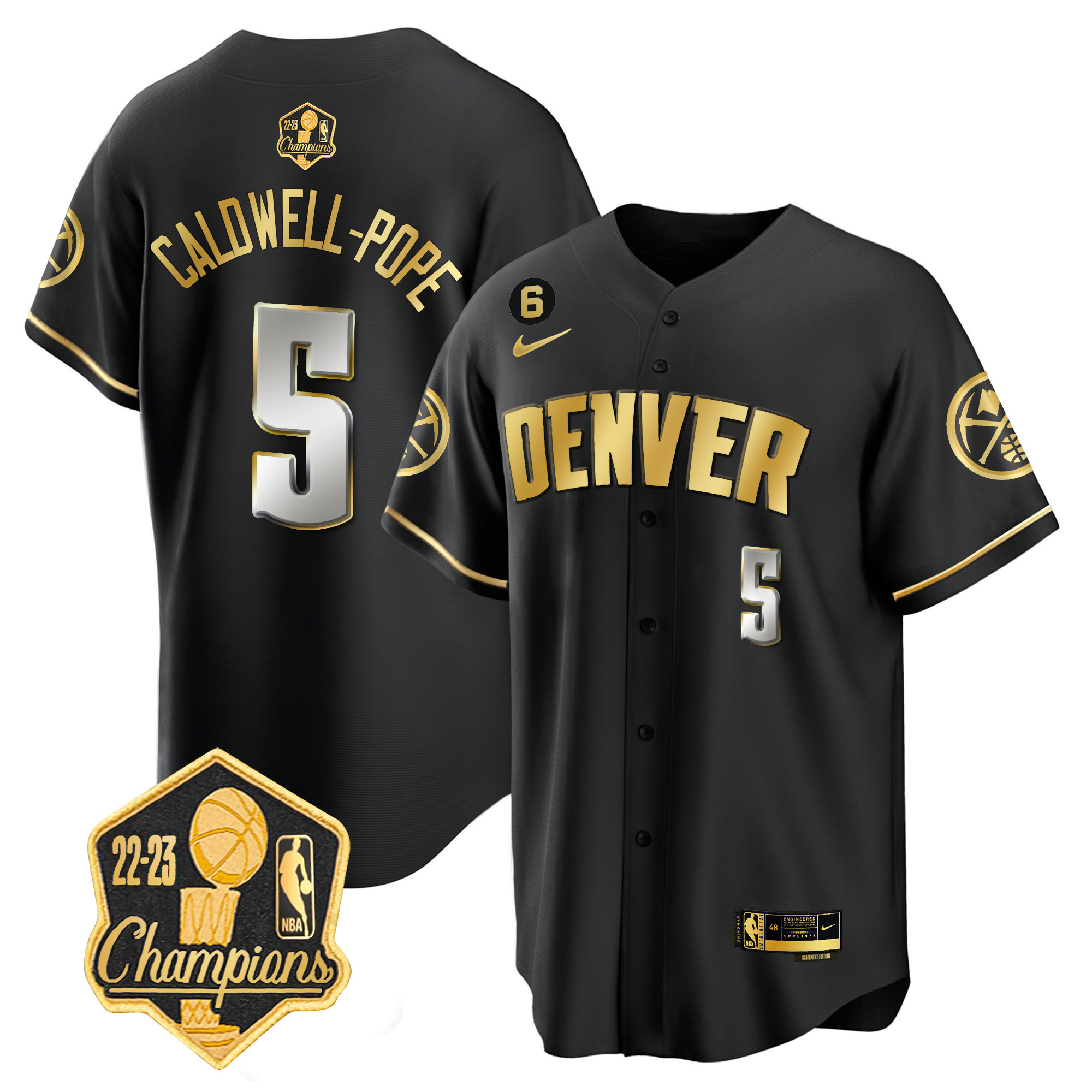 Caldwell-Pope Men's Denver Nuggets 2023 Champions Limited Patch Cool Base Black Limited Jersey - All Stitched