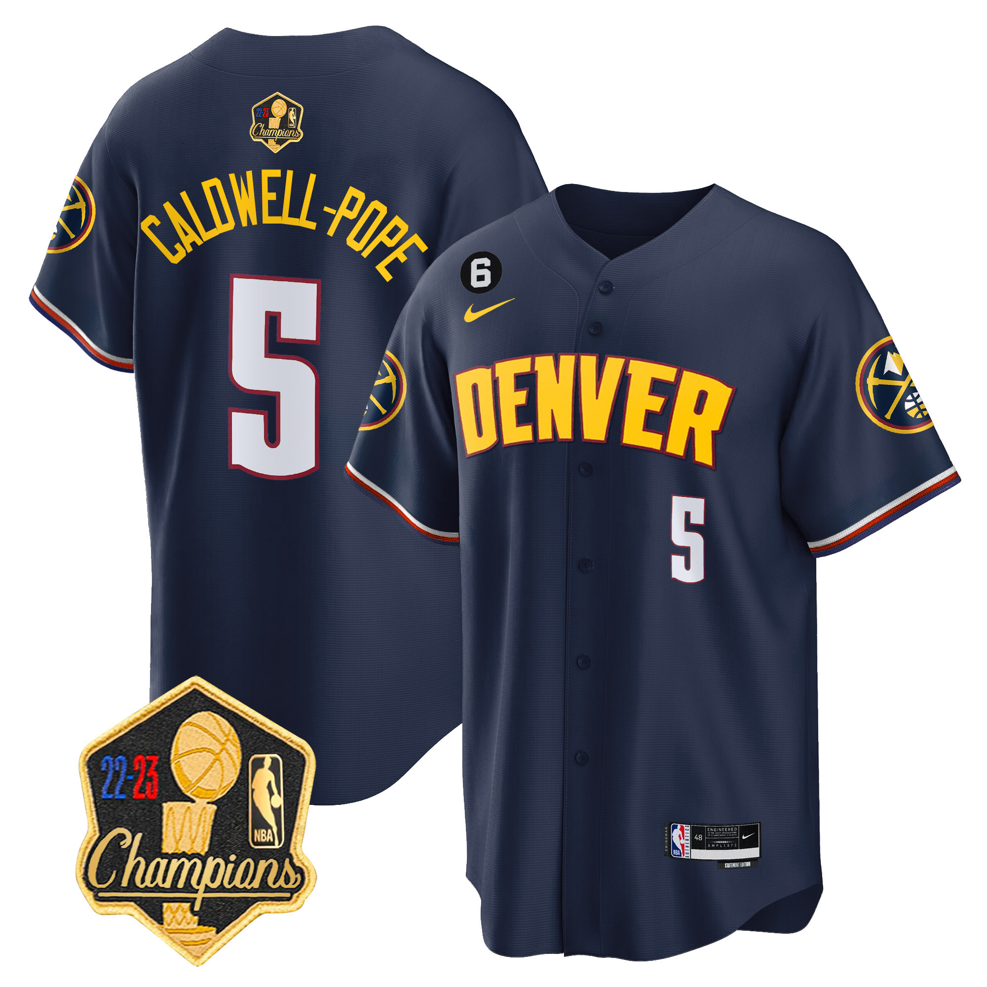 Caldwell-Pope Men's Denver Nuggets 2023 Champions Limited Patch Cool Base Icon Jersey - All Stitched