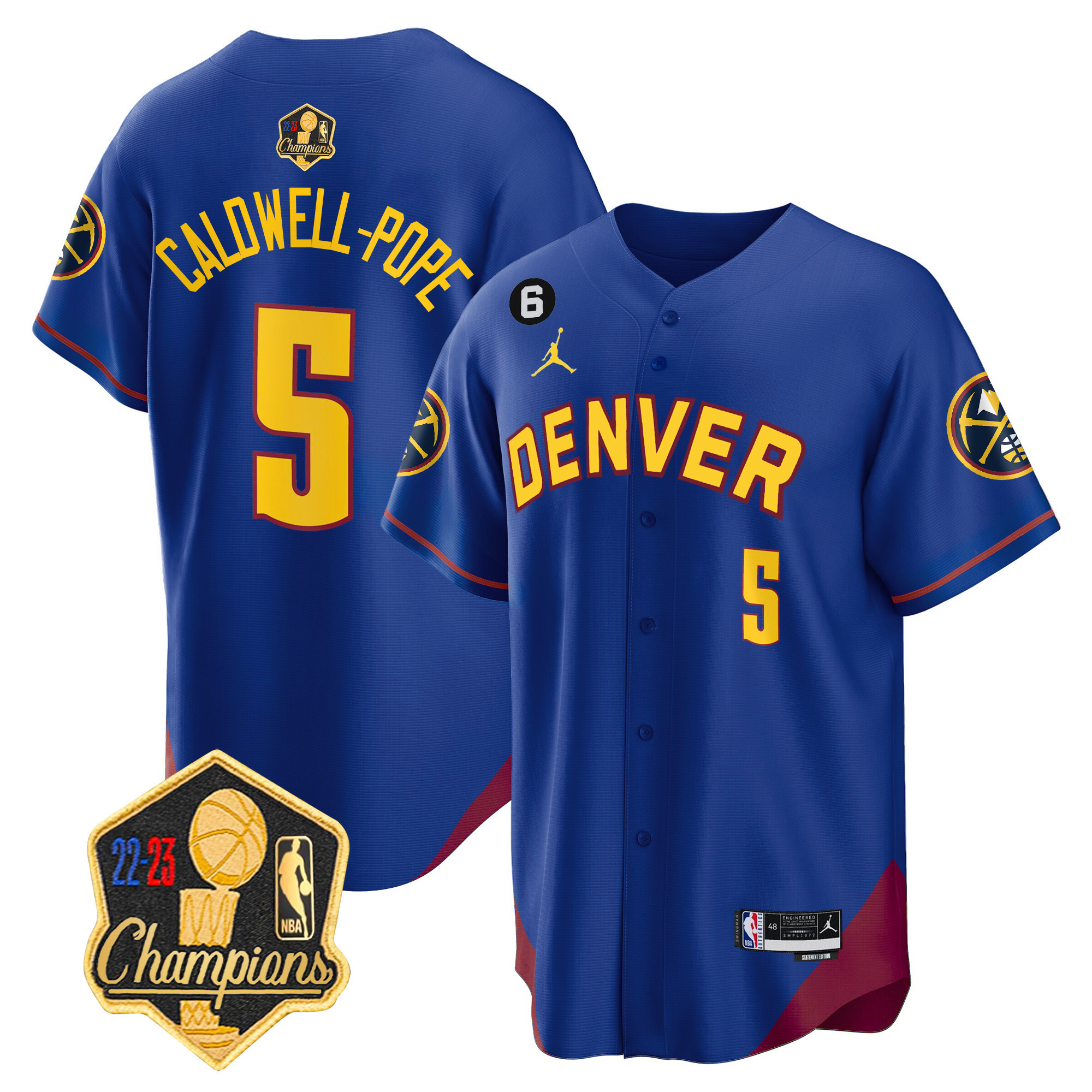 Caldwell-Pope Men's Denver Nuggets 2023 Champions Limited Patch Cool Base Statement Jersey - All Stitched