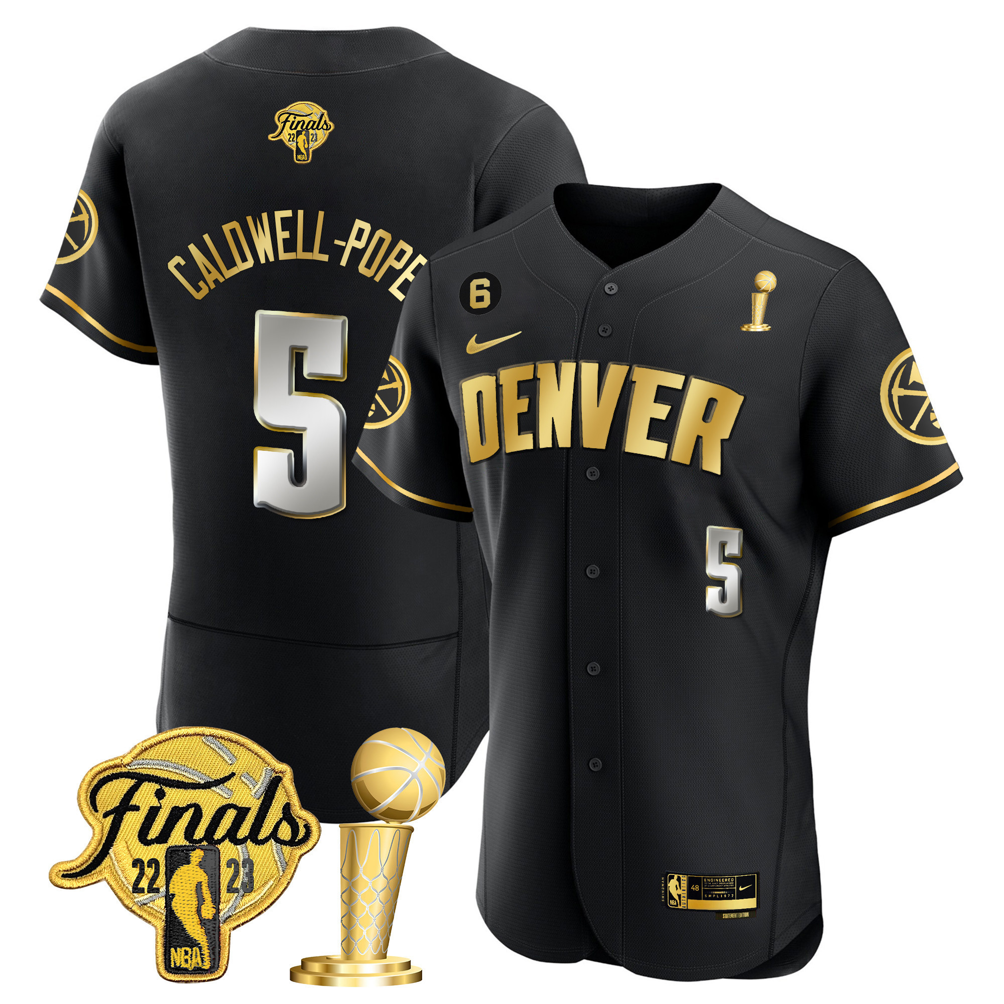 Caldwell-Pope Men's Denver Nuggets 2023 Finals & Champions Flex Base Black Limited Jersey - All Stitched