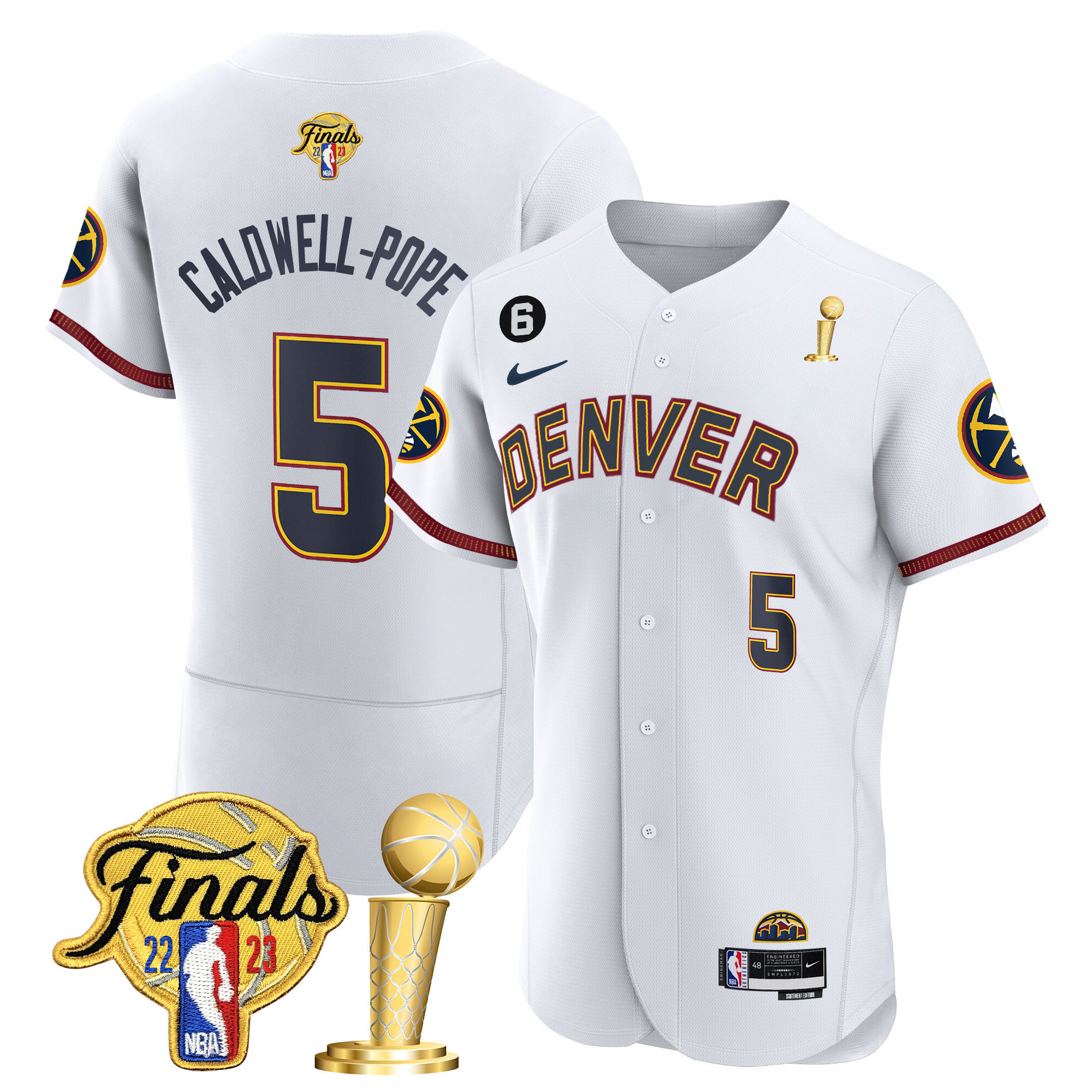 Caldwell-Pope Men's Denver Nuggets 2023 Finals & Champions Flex Base City Jersey - All Stitched