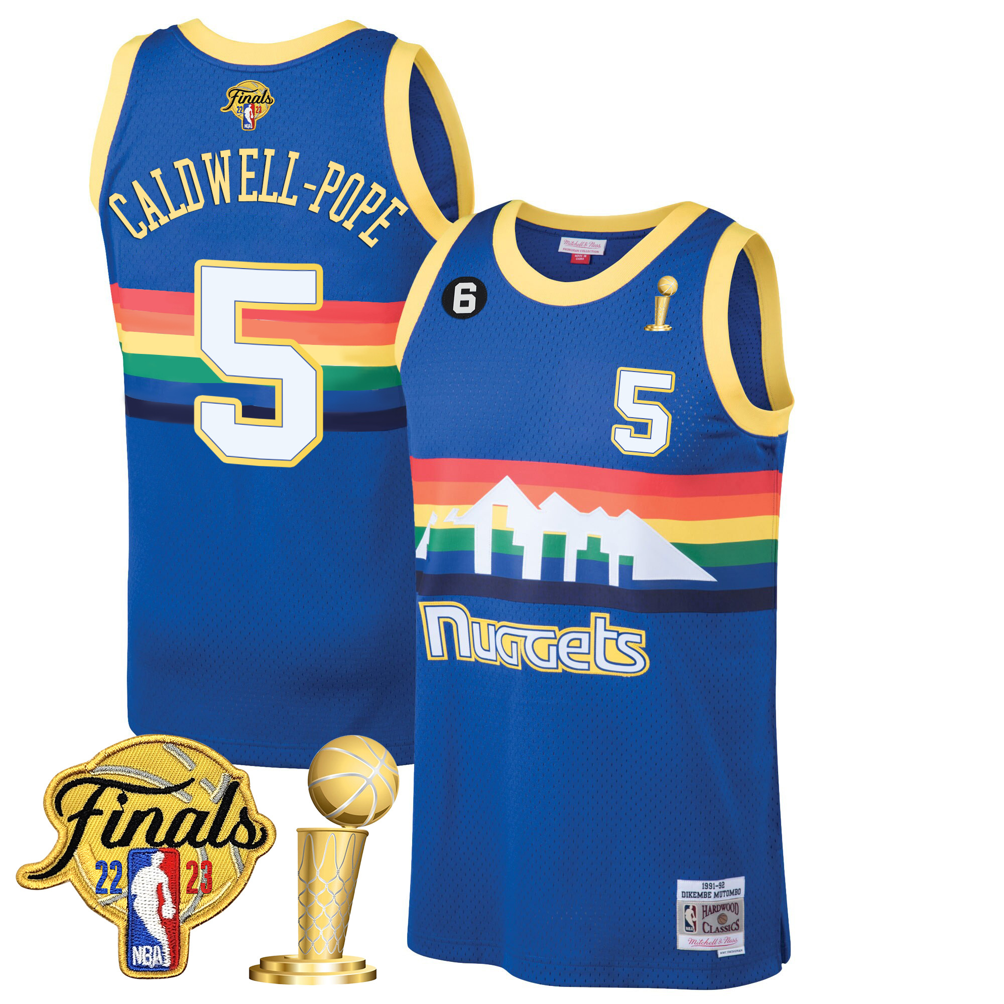 Caldwell-Pope Men's Denver Nuggets 2023 Finals & Champions Patch Blue Classic Jersey V2- All Stitched