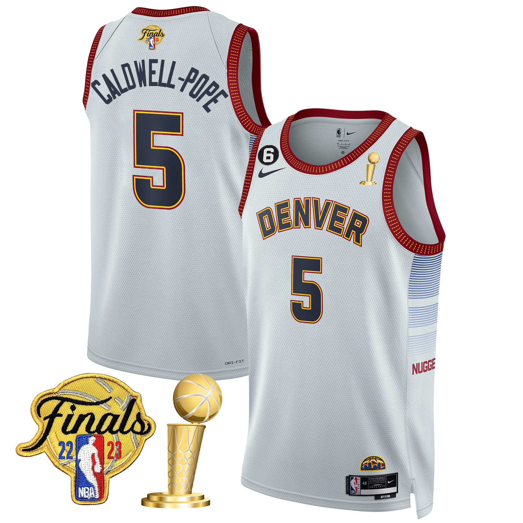 Caldwell-Pope Men's Denver Nuggets 2023 Finals & Champions Patch City Jersey V2- All Stitched