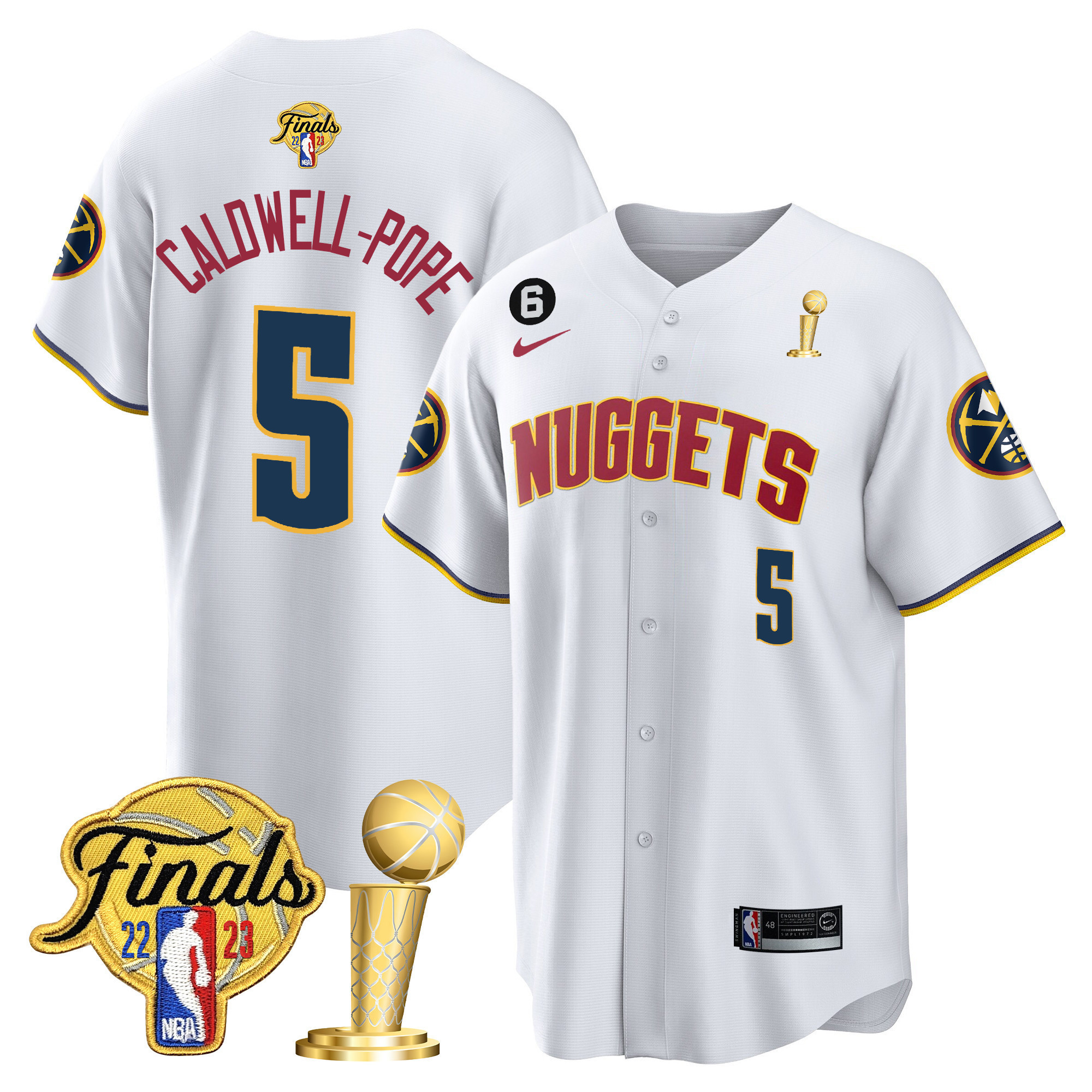 Caldwell-Pope Men's Denver Nuggets 2023 Finals & Champions Patch Cool Base Association Jersey - All Stitched