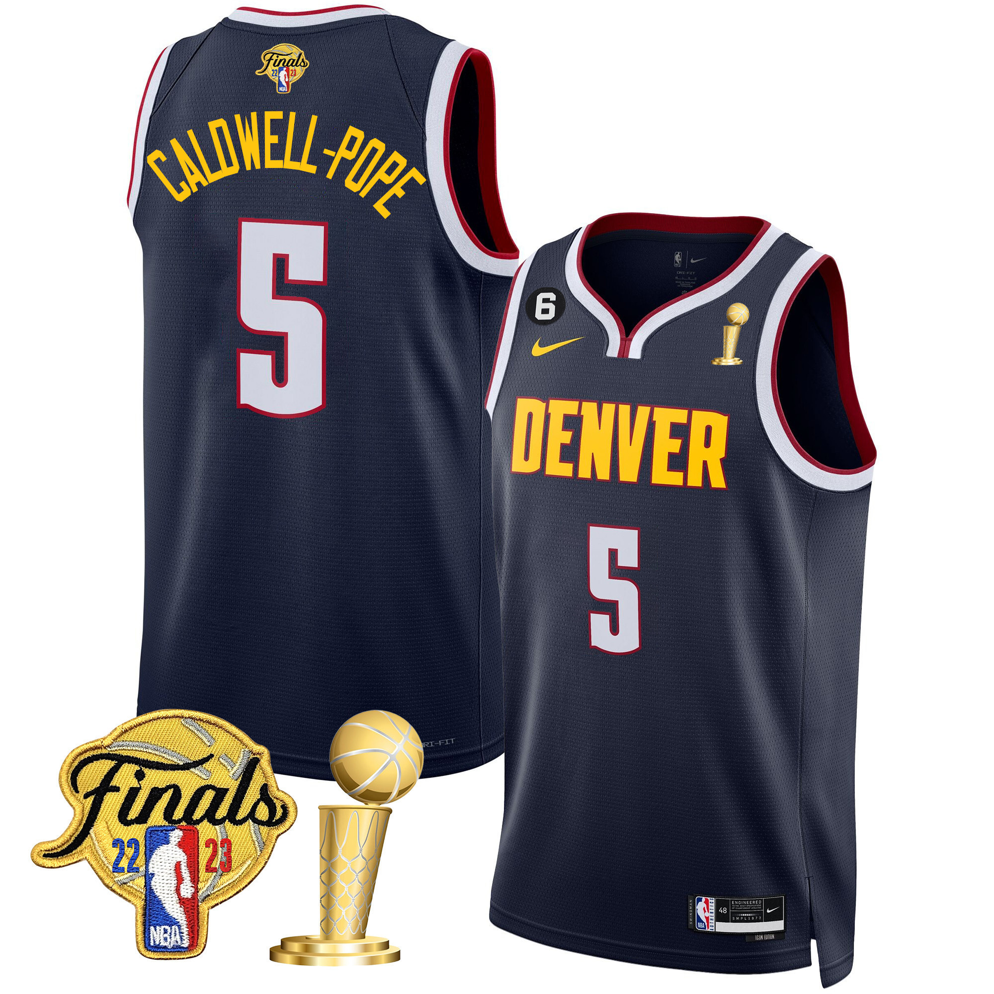 Caldwell-Pope Men's Denver Nuggets 2023 Finals & Champions Patch Icon Jersey - All Stitched