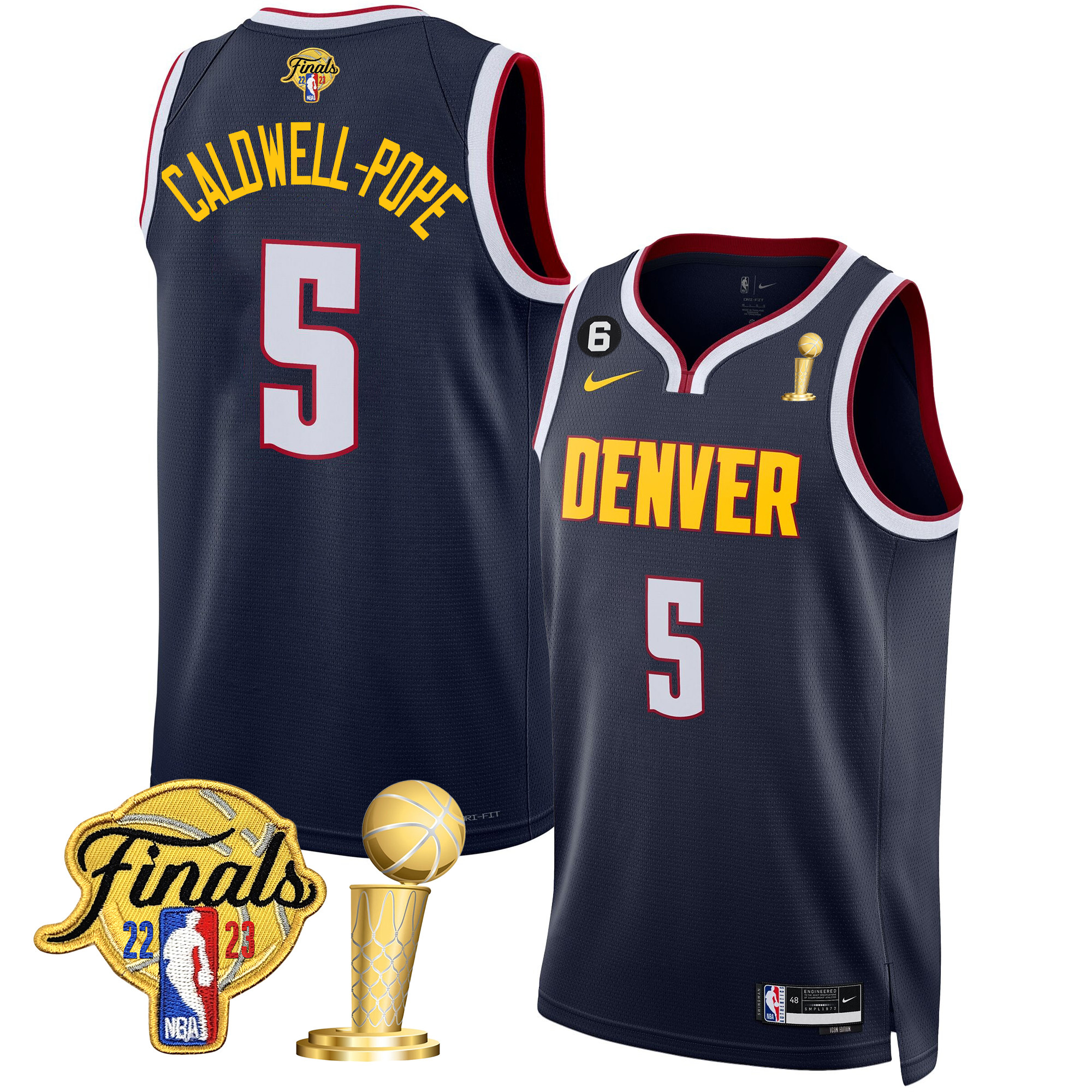 Caldwell-Pope Men's Denver Nuggets 2023 Finals & Champions Patch Icon Jersey V2- All Stitched