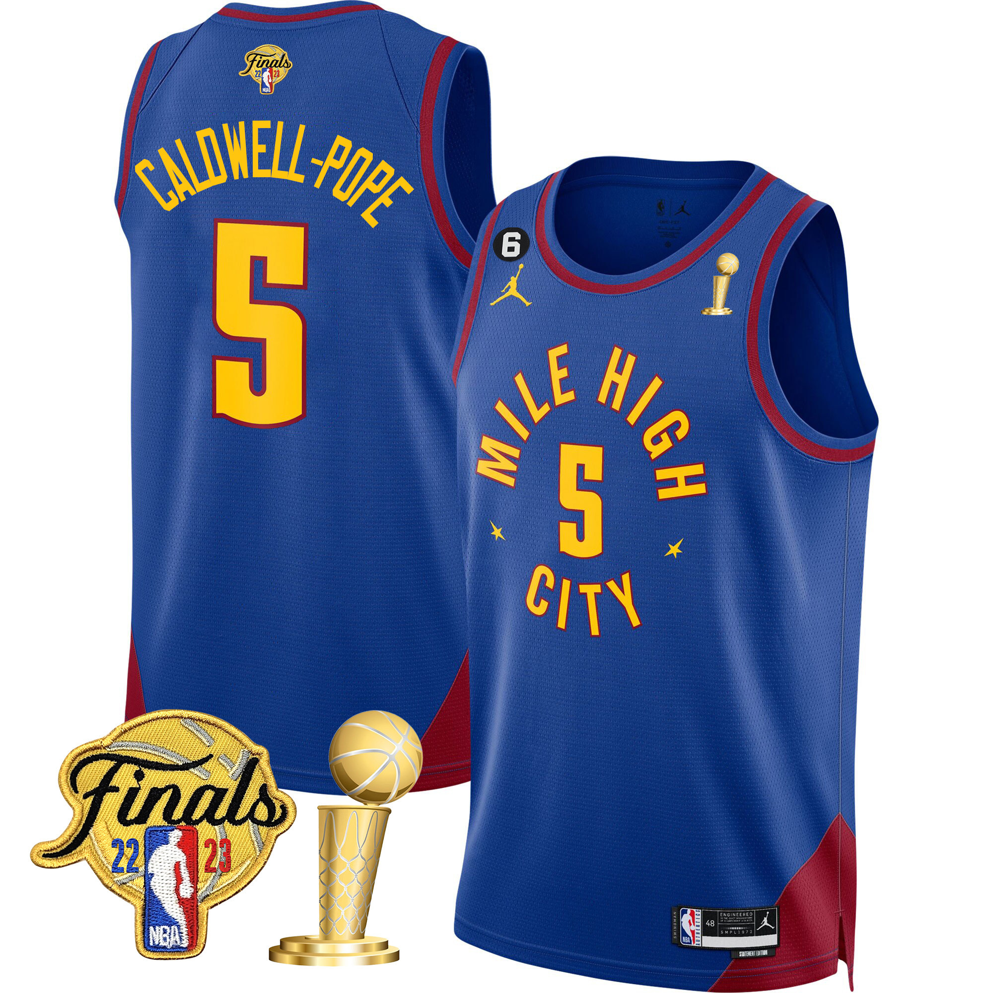 Caldwell-Pope Men's Denver Nuggets 2023 Finals & Champions Patch Statement Jersey V2- All Stitched