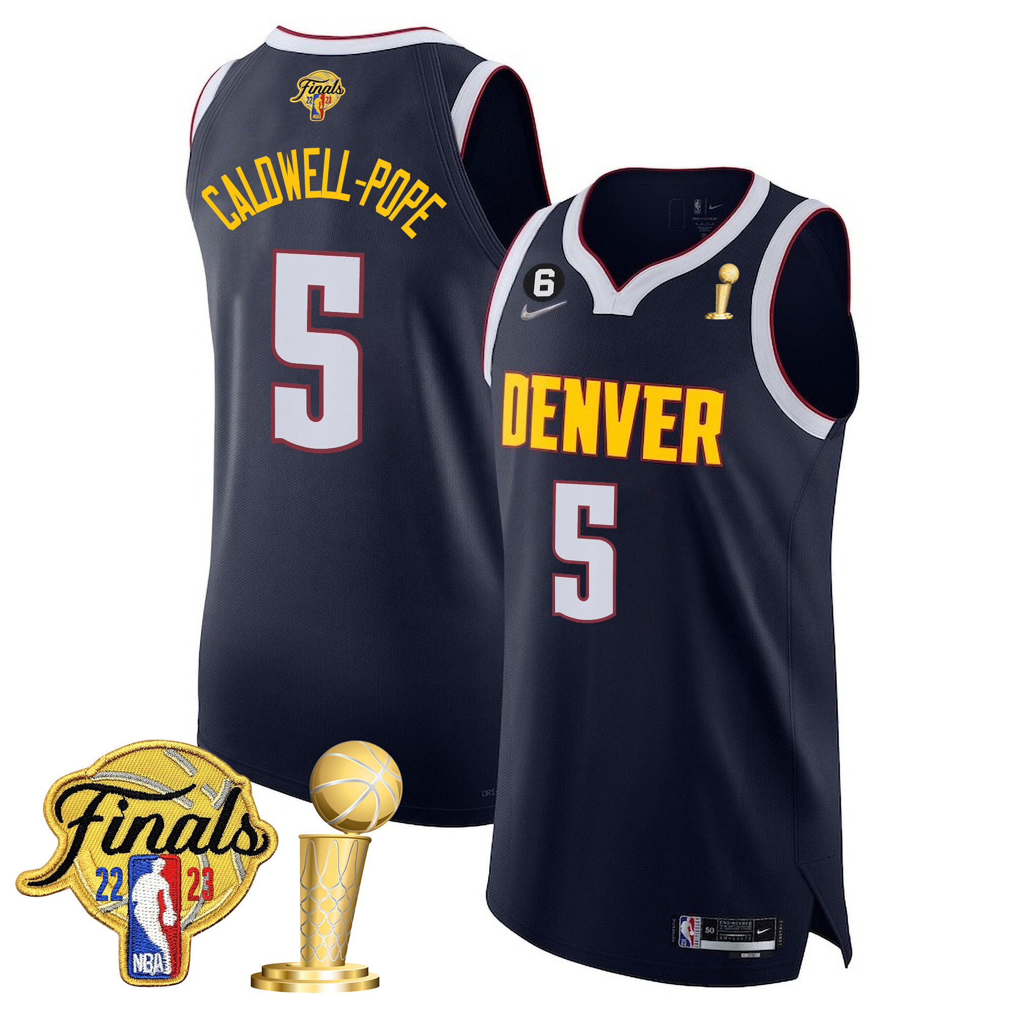 Caldwell-Pope Men's Denver Nuggets 2023 Finals Patch & Champions Collection Diamond Jersey V2 - All Stitched