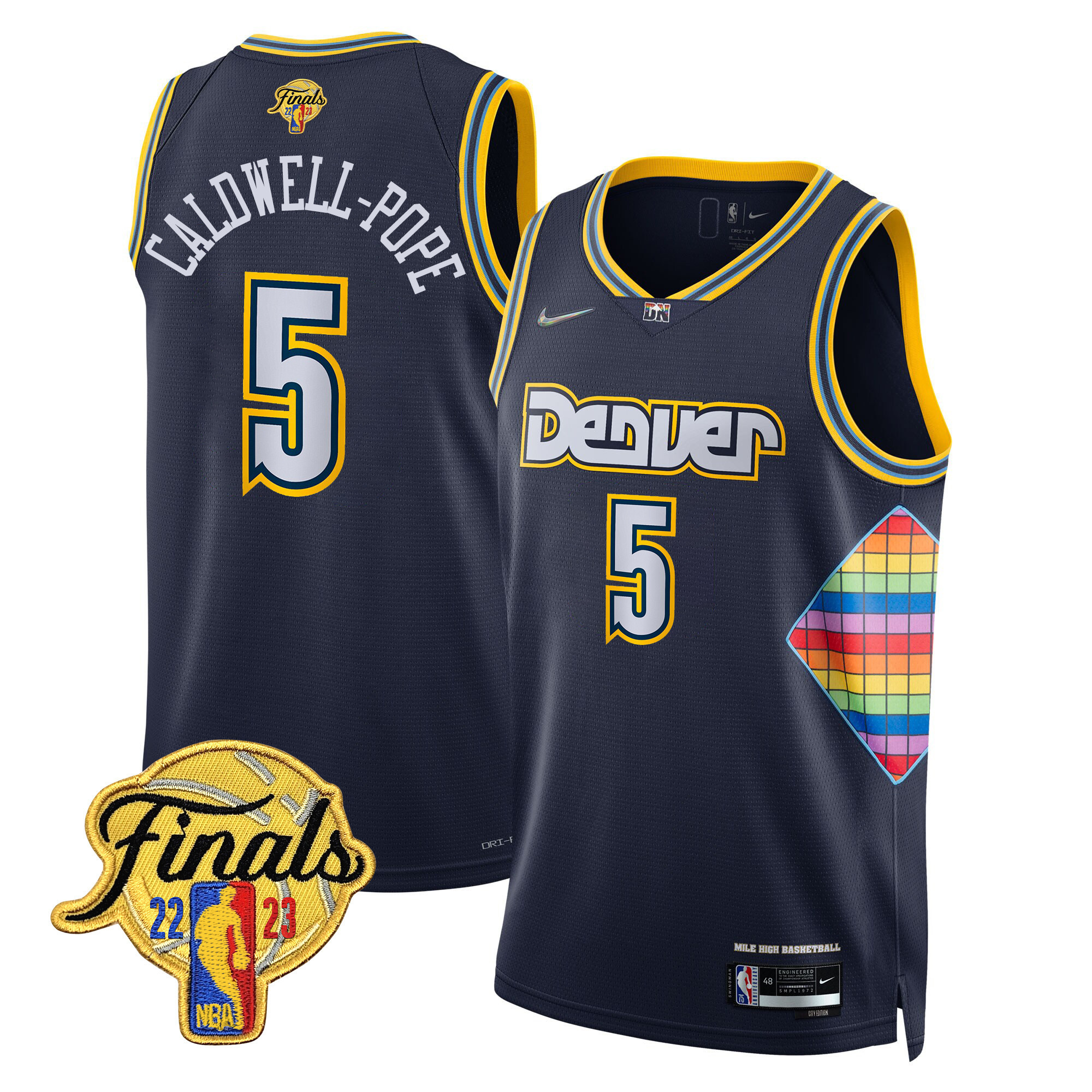 Caldwell-Pope Men's Denver Nuggets 2023 Finals Patch Collection City Navy Jersey V2 - All Stitched