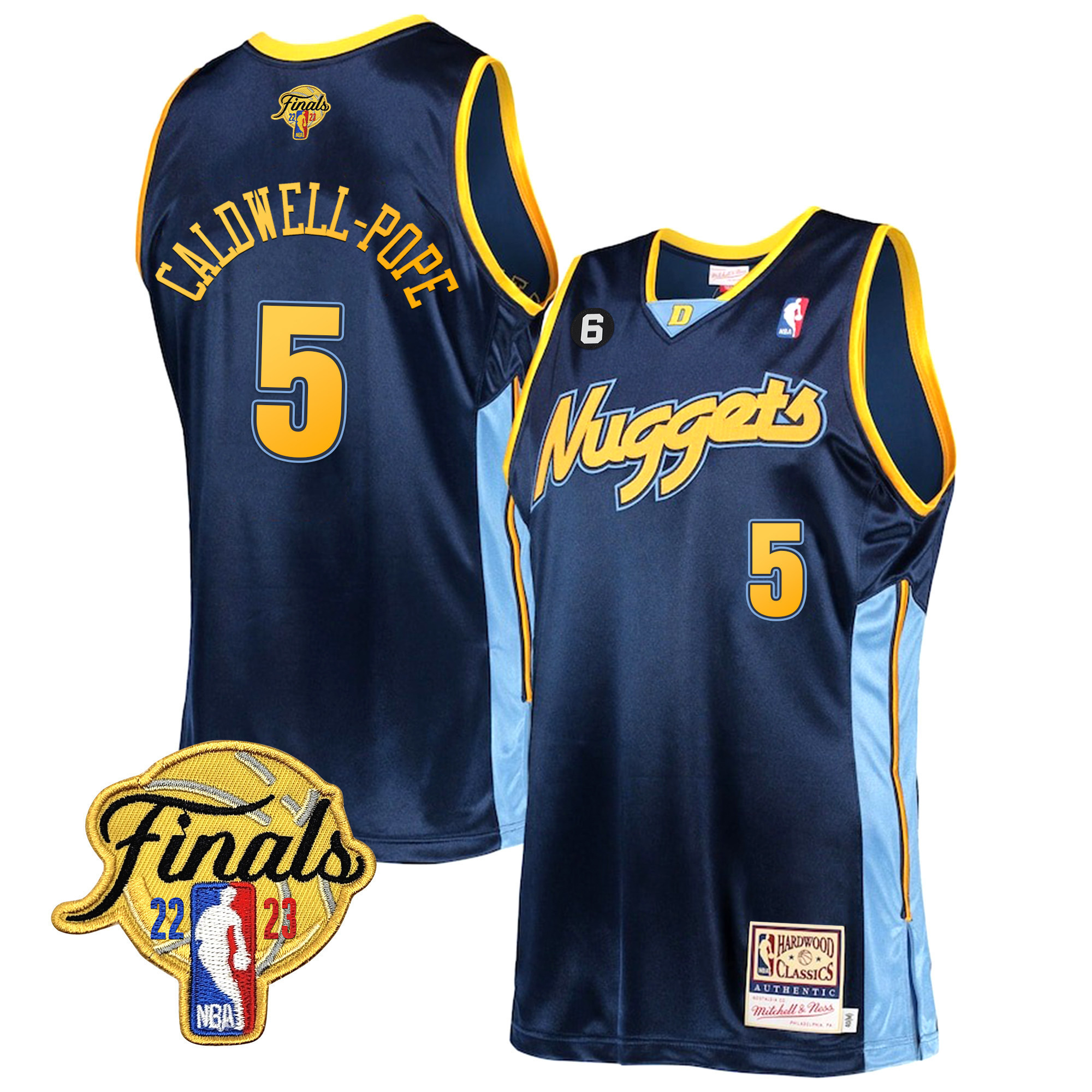 Caldwell-Pope Men's Denver Nuggets 2023 Finals Patch Collection Hardwood Classics Jersey V2 - All Stitched