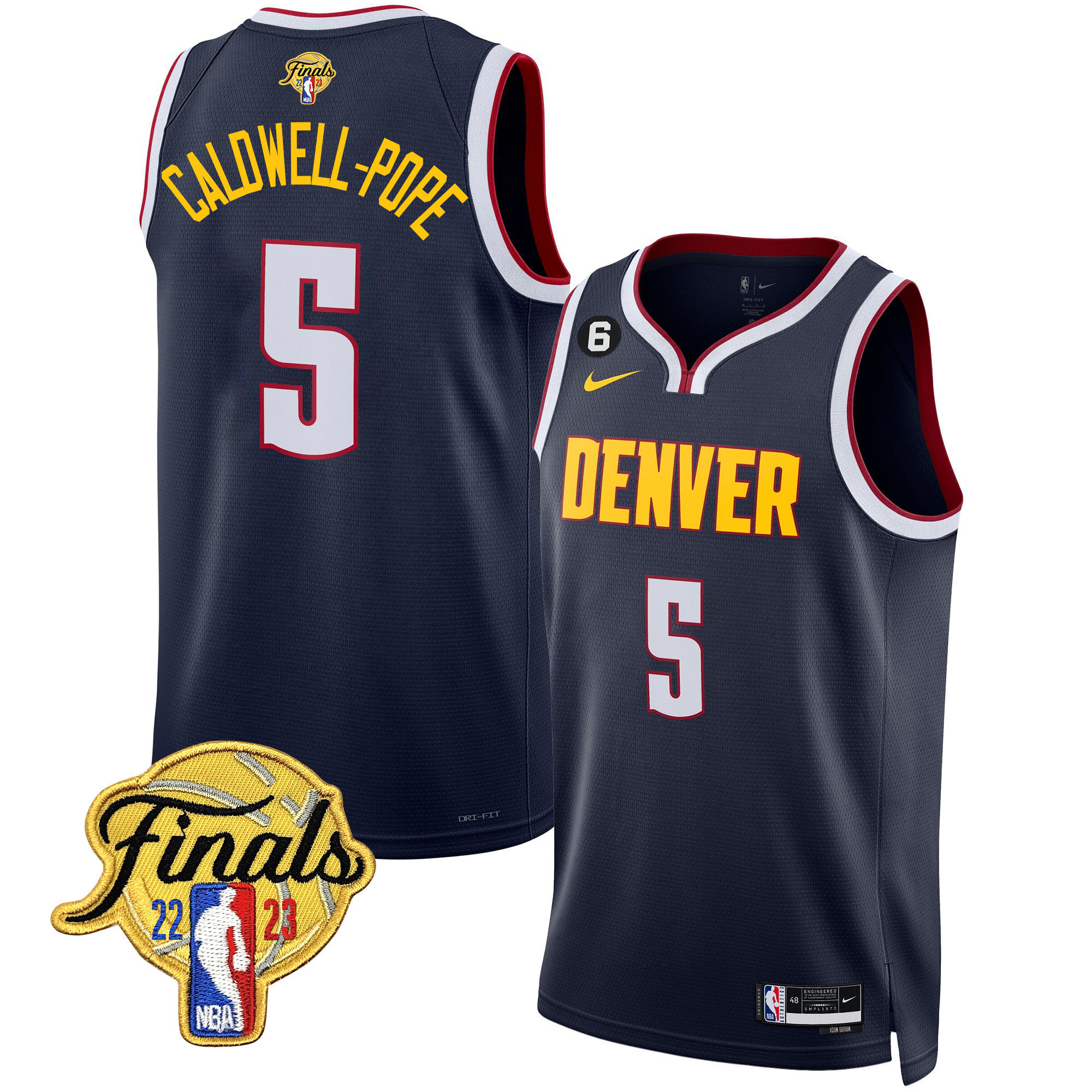 Caldwell-Pope Men's Denver Nuggets 2023 Finals Patch Collection Icon Jersey - All Stitched