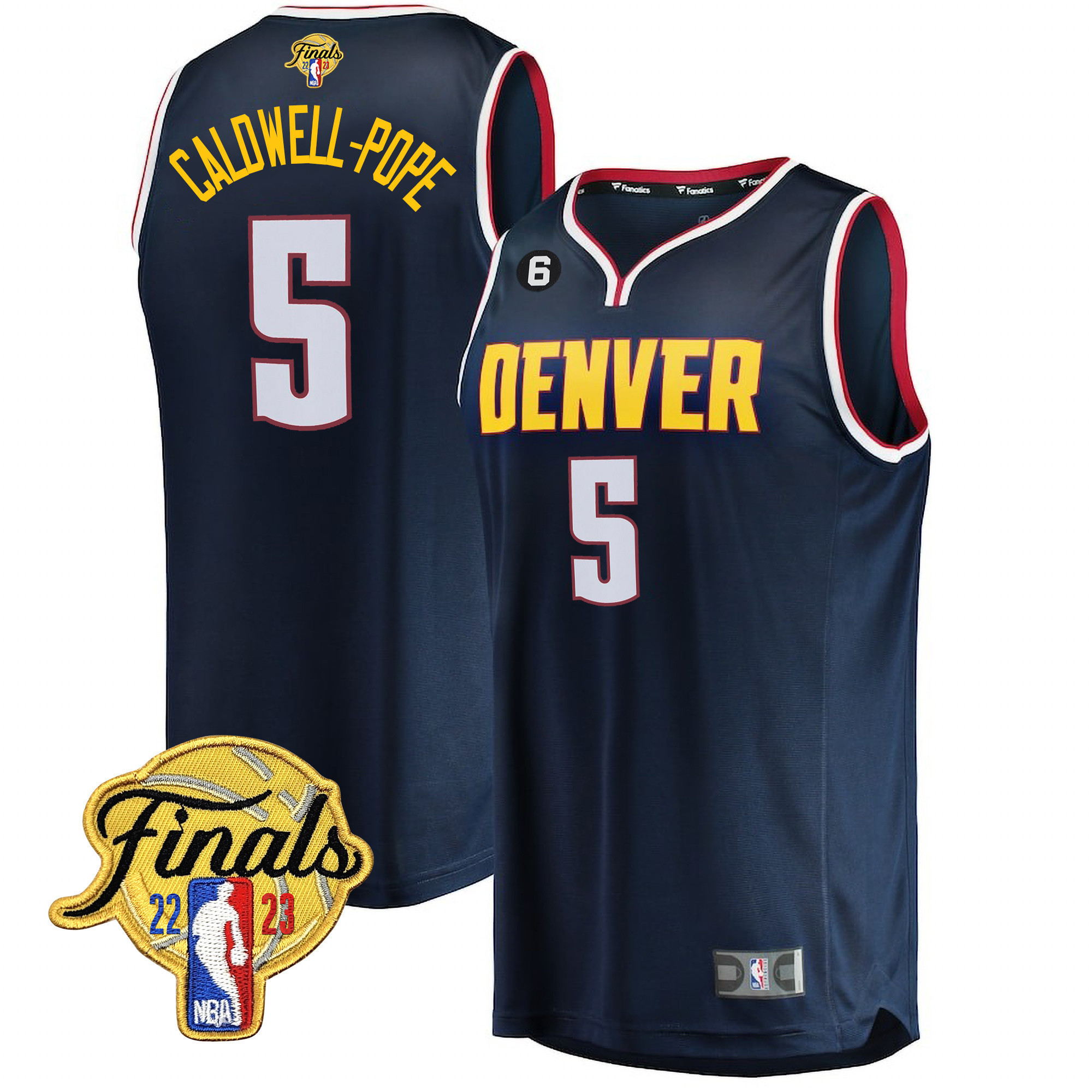 Caldwell-Pope Men's Denver Nuggets 2023 Finals Patch Collection Icon Navy Jersey V2 - All Stitched