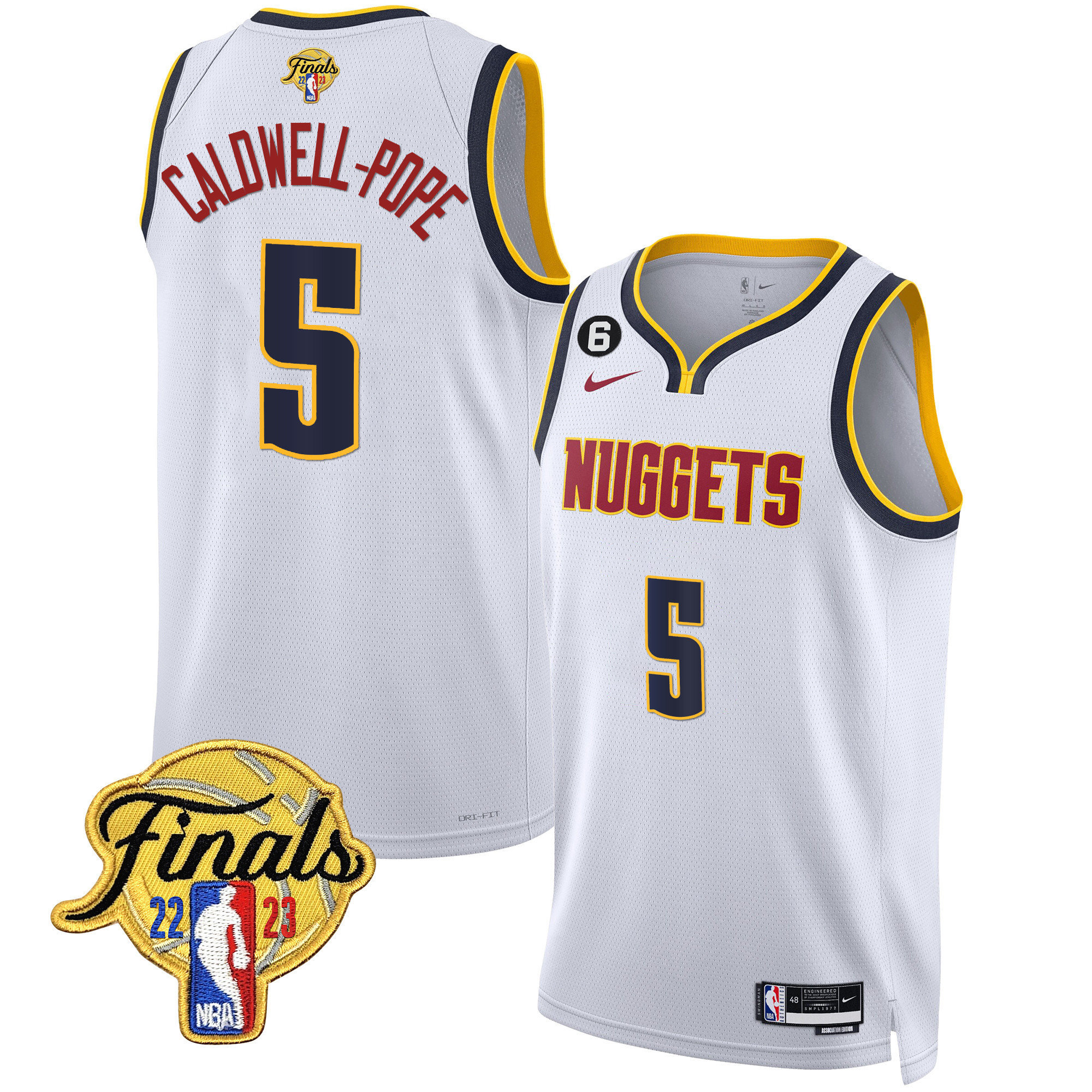 Caldwell-Pope Men's Denver Nuggets 2023 Finals Patch Gold Association Jersey - All Stitched