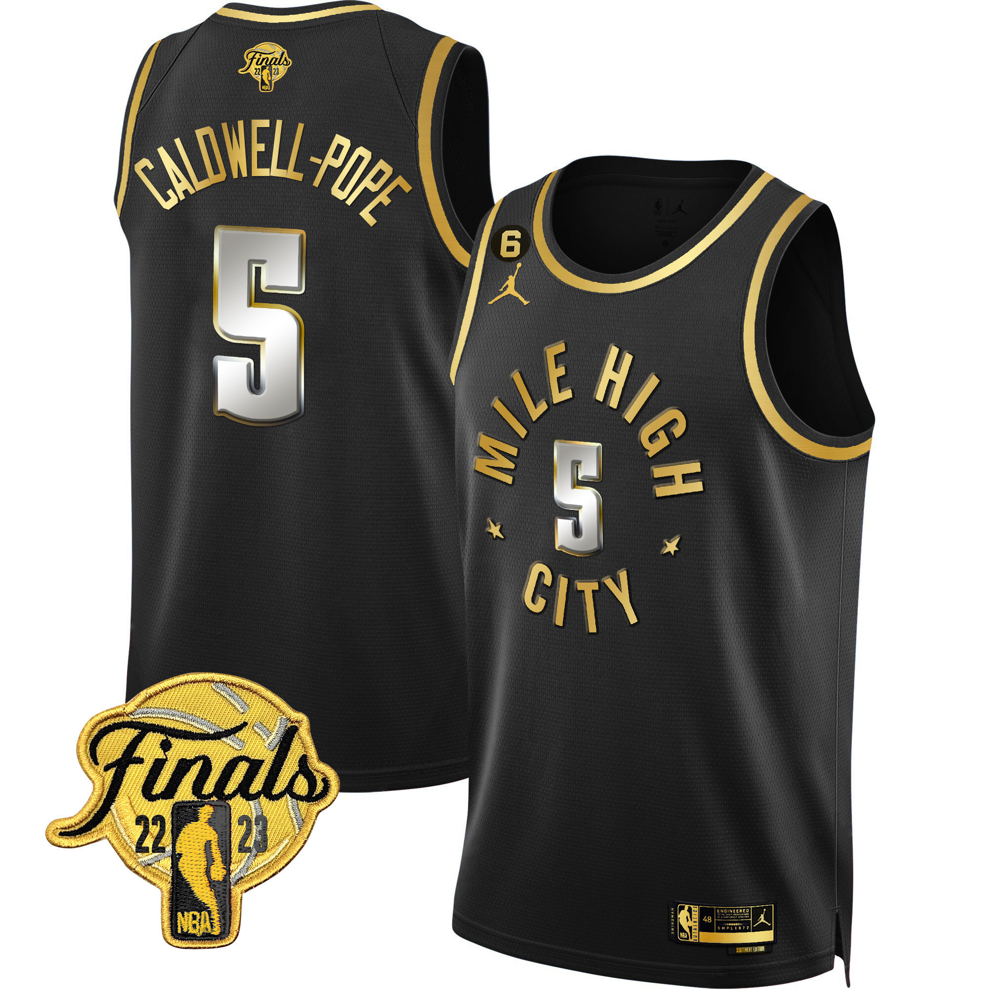 Caldwell-Pope Men's Denver Nuggets 2023 Finals Patch Gold Statement Limited Jersey - All Stitched