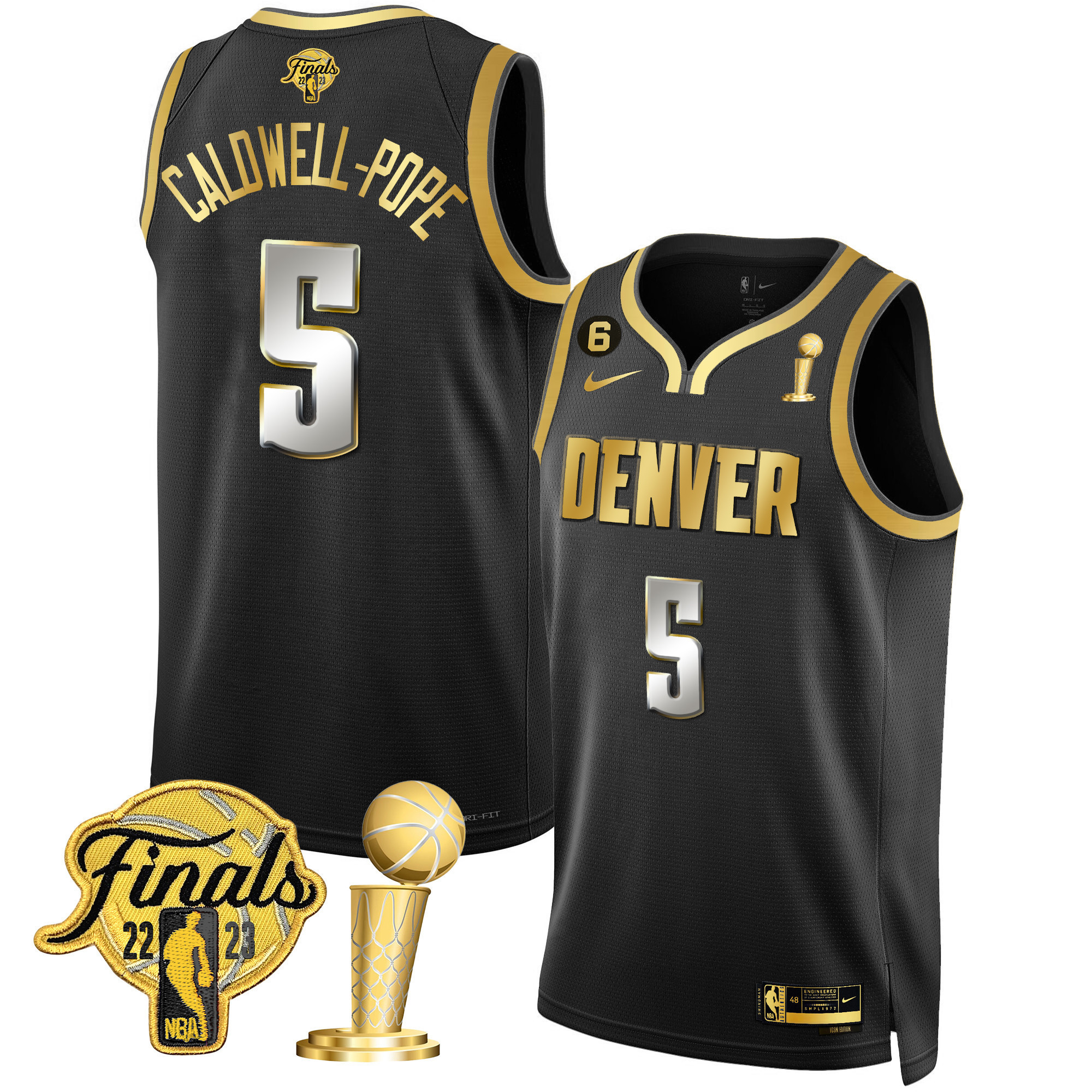 Caldwell-Pope Youth's Denver Nuggets 2023 Finals & Champions Patch Black Limited Jersey - All Stitched