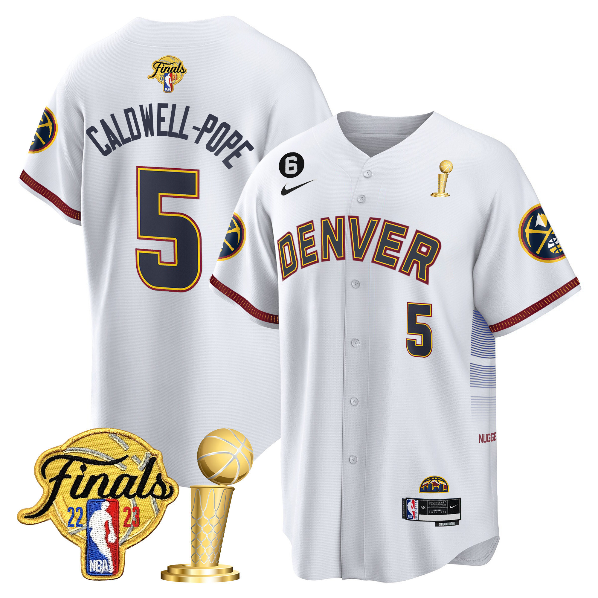 Caldwell-Pope Youth's Denver Nuggets 2023 Finals & Champions Patch Cool Base City Jersey - All Stitched