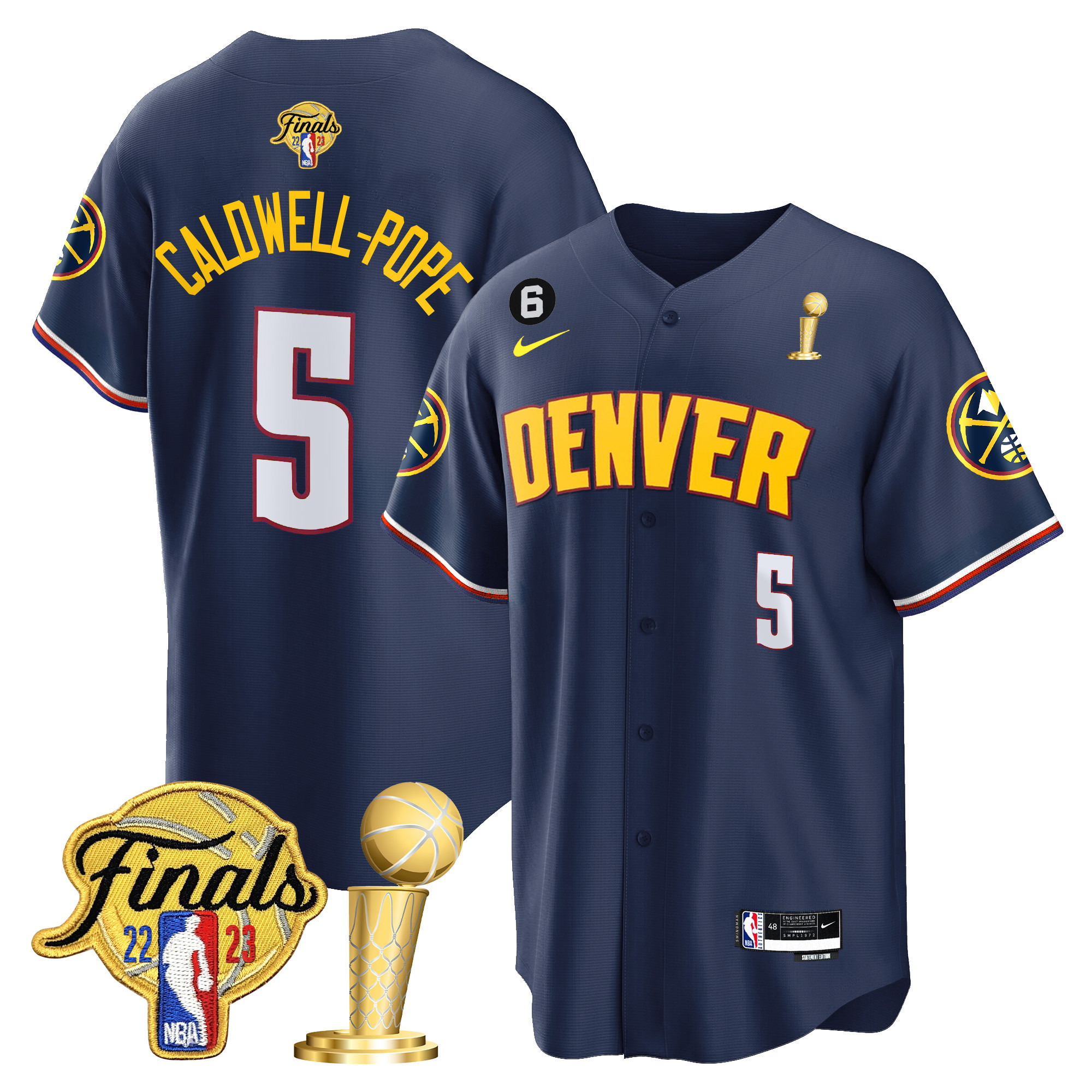 Caldwell-Pope Youth's Denver Nuggets 2023 Finals & Champions Patch Cool Base Icon Jersey - All Stitched