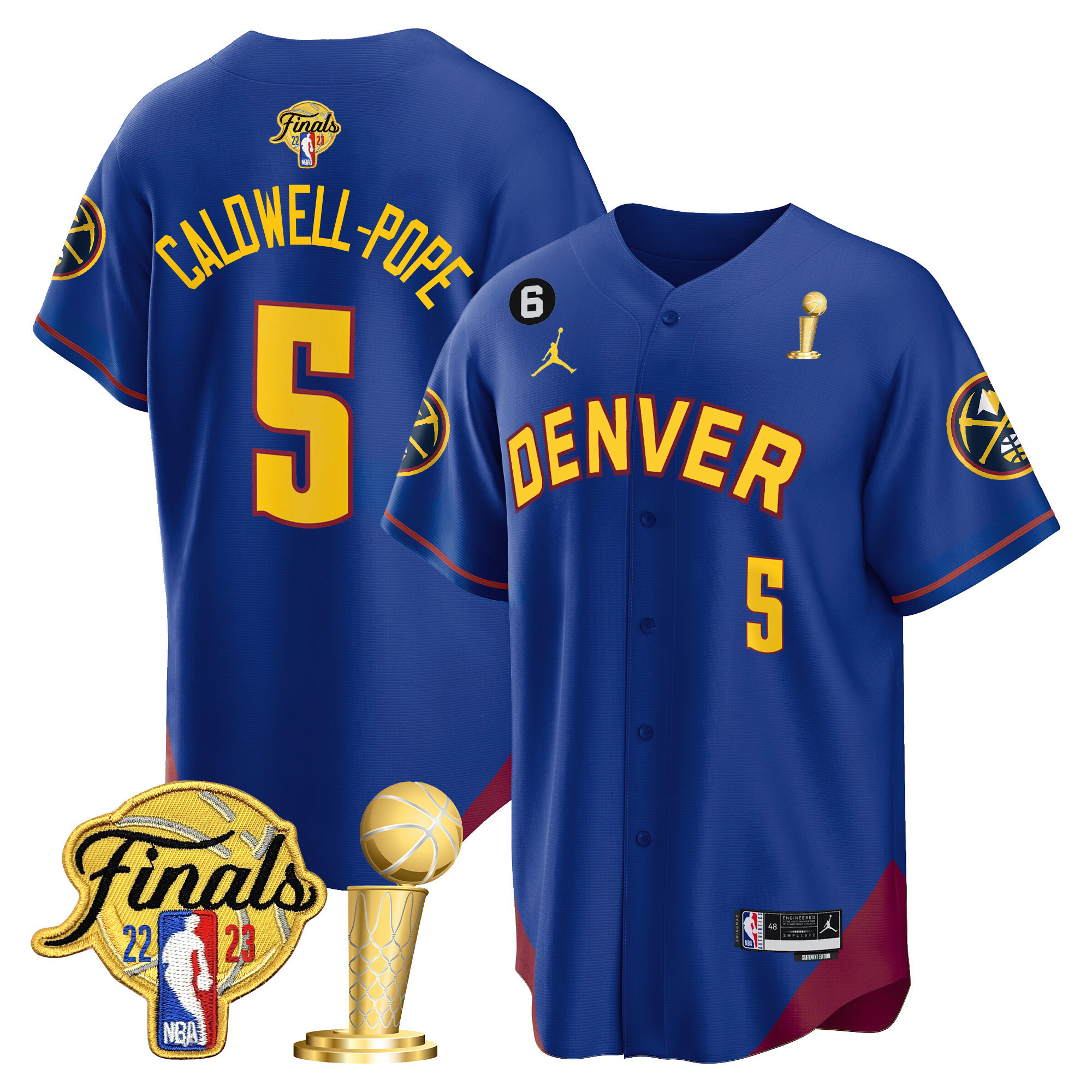 Caldwell-Pope Youth's Denver Nuggets 2023 Finals & Champions Patch Cool Base Statement Jersey - All Stitched