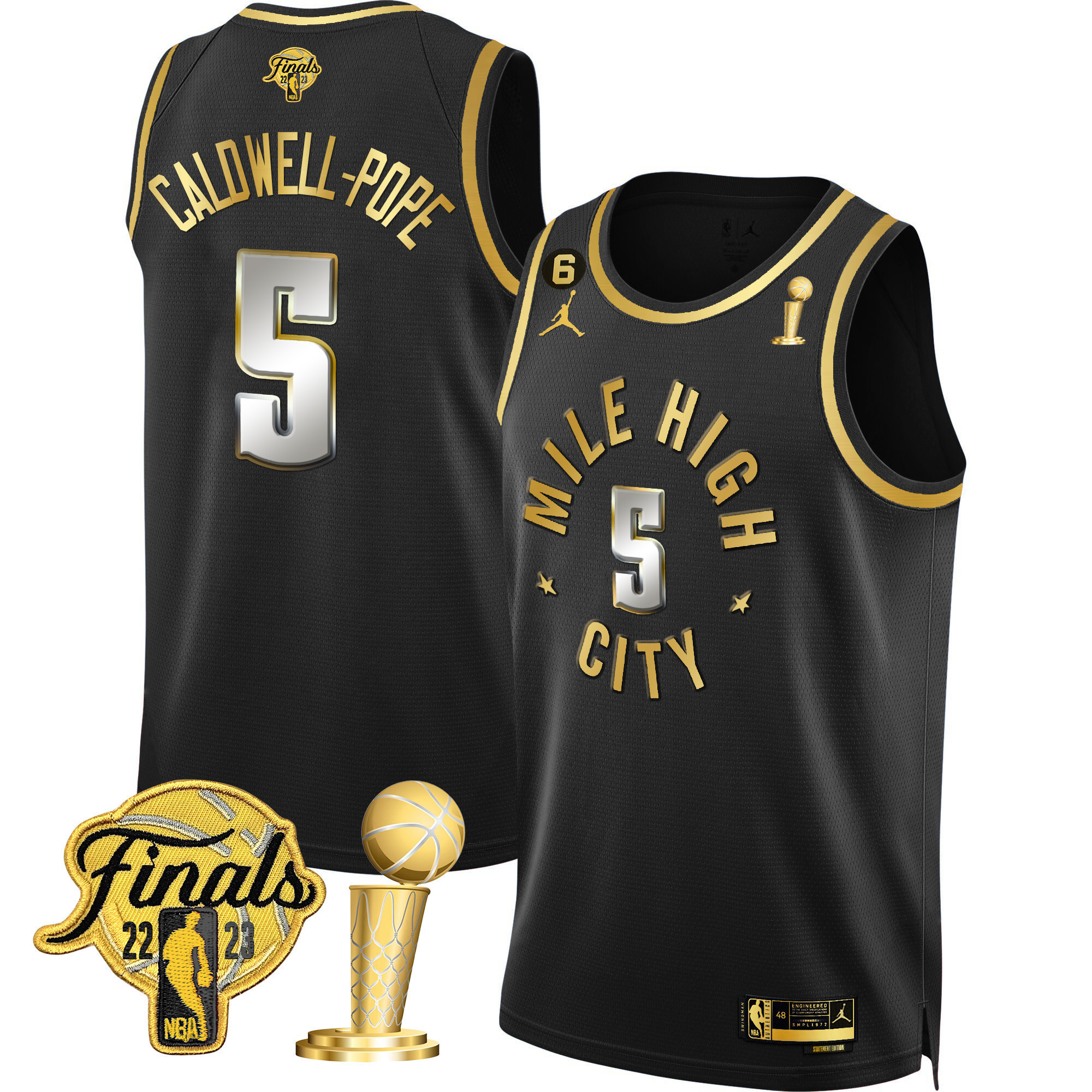 Caldwell-Pope Youth's Denver Nuggets 2023 Finals & Champions Patch Gold Statement Limited Jersey - All Stitched