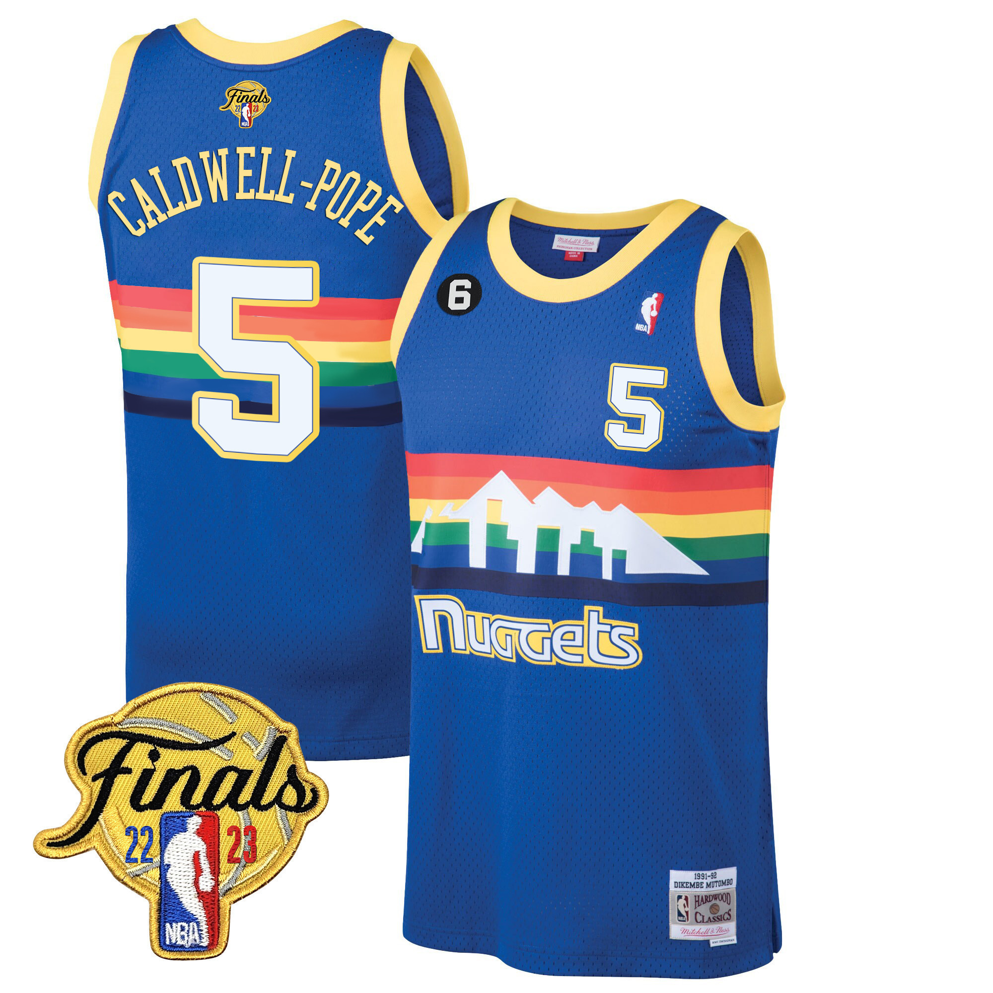 Caldwell-Pope Youth's Denver Nuggets 2023 Finals Patch Collection Blue Classic Jersey - All Stitched