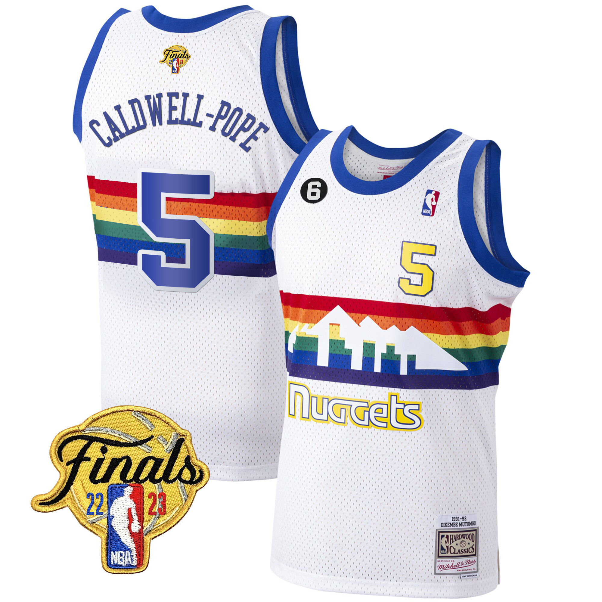 Caldwell-Pope Youth's Denver Nuggets 2023 Finals Patch Collection White Classic Jersey - All Stitched