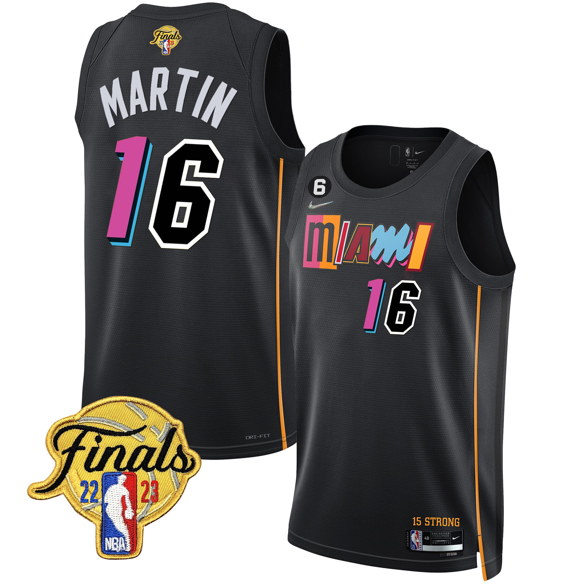 Caleb Martin Men's Miami Heat 2023 Finals Patch Collection City Black Jersey - All Stitched