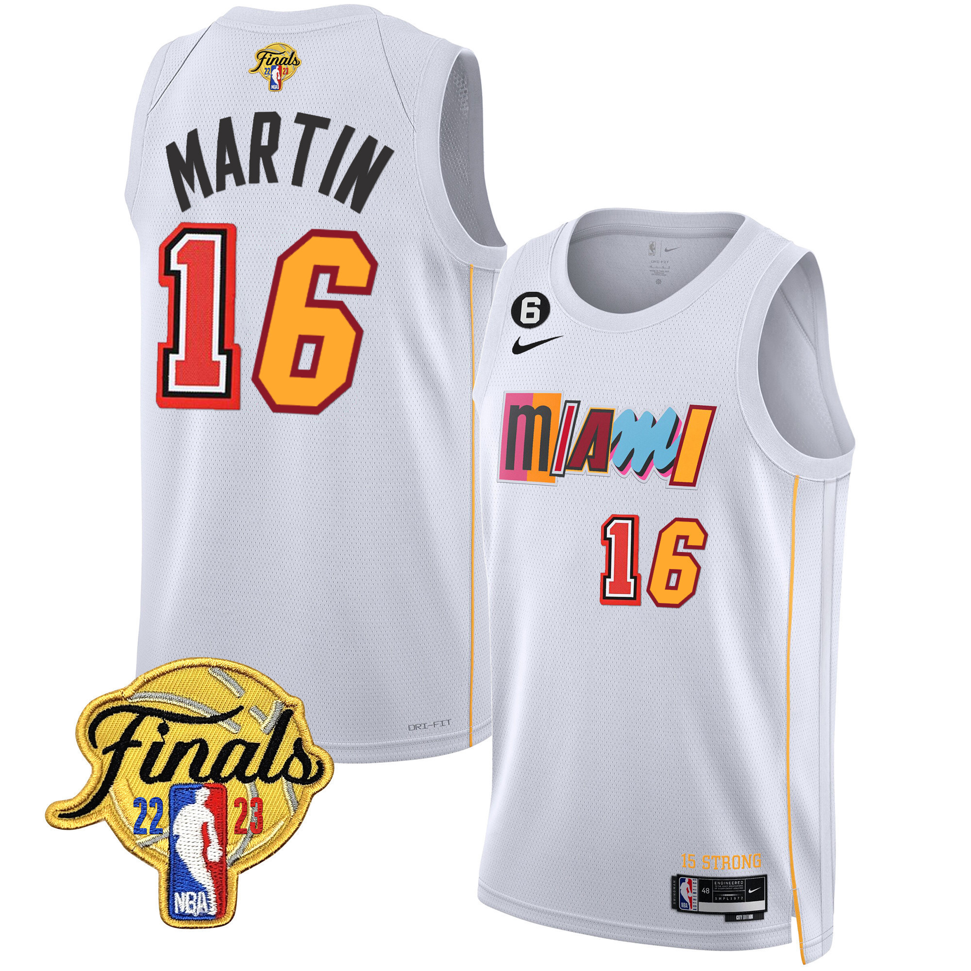 Caleb Martin Men's Miami Heat 2023 Finals Patch Collection City White Jersey V2 - All Stitched