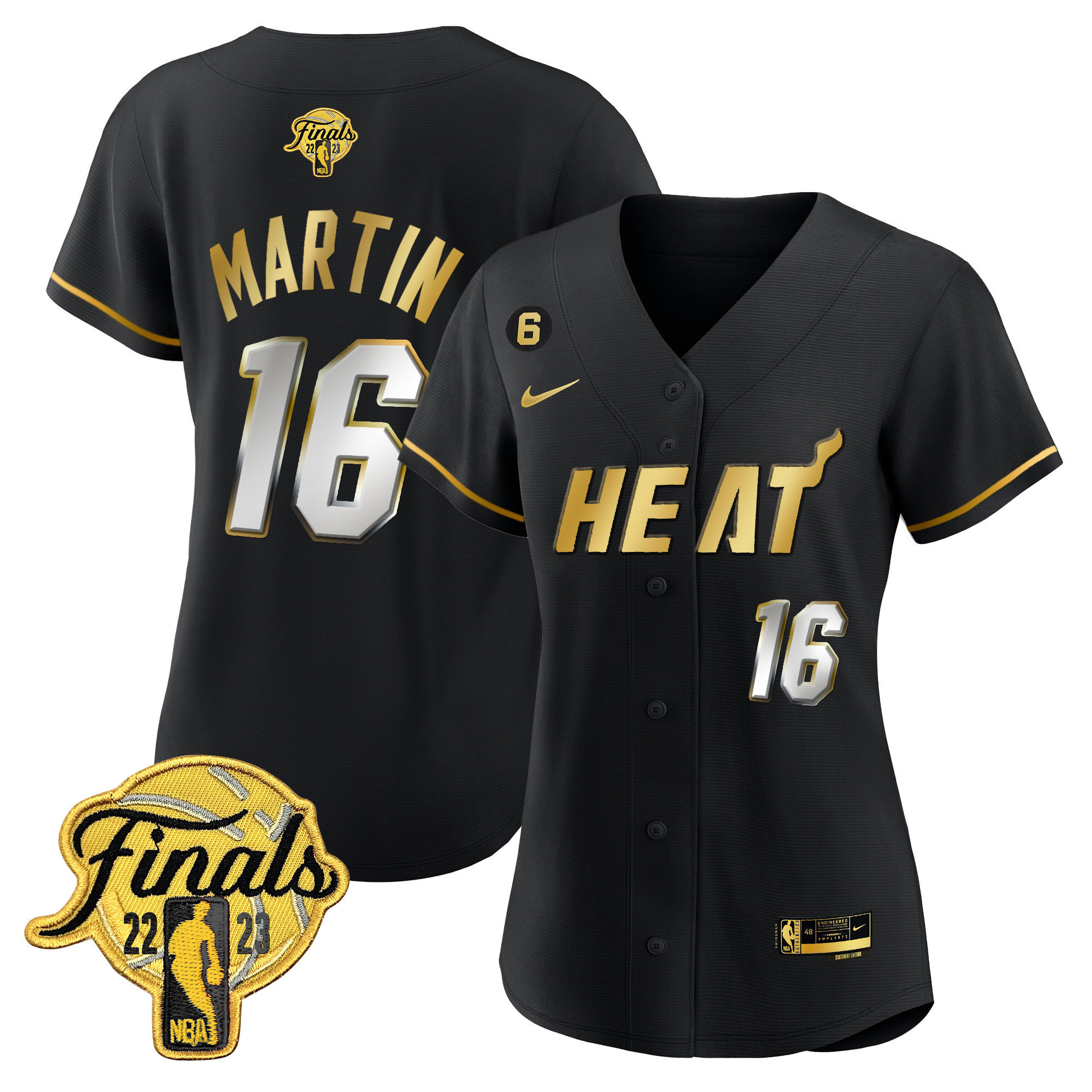 Caleb Martin Women's Miami Heat 2023 Finals Baseball Cool Base Black Limited Jersey - All Stitched