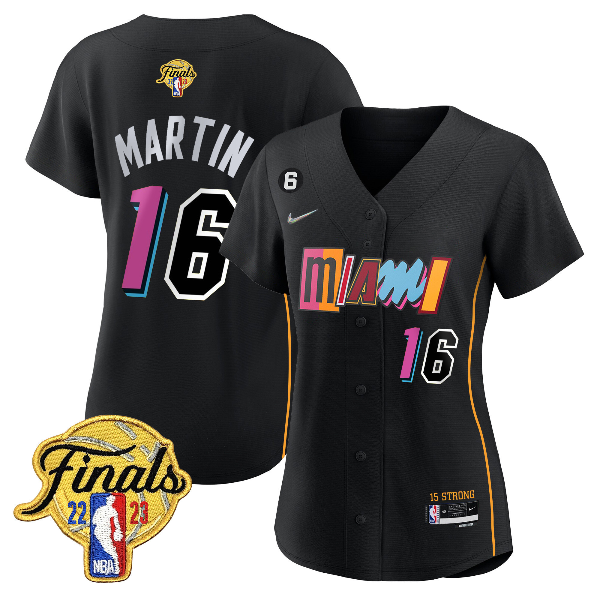 Caleb Martin Women's Miami Heat 2023 Finals Baseball Cool Base City Black Jersey - All Stitched